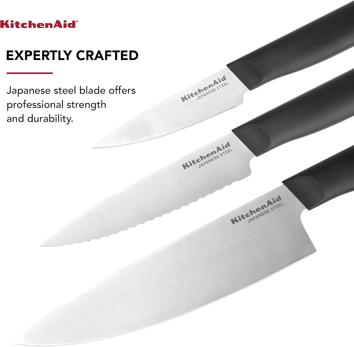 imageKitchenAid Classic Chef Knife with CustomFit Blade Cover 8inch Sharp Kitchen Knife HighCarbon Japanese Stainless Steel Blade Blade Black8