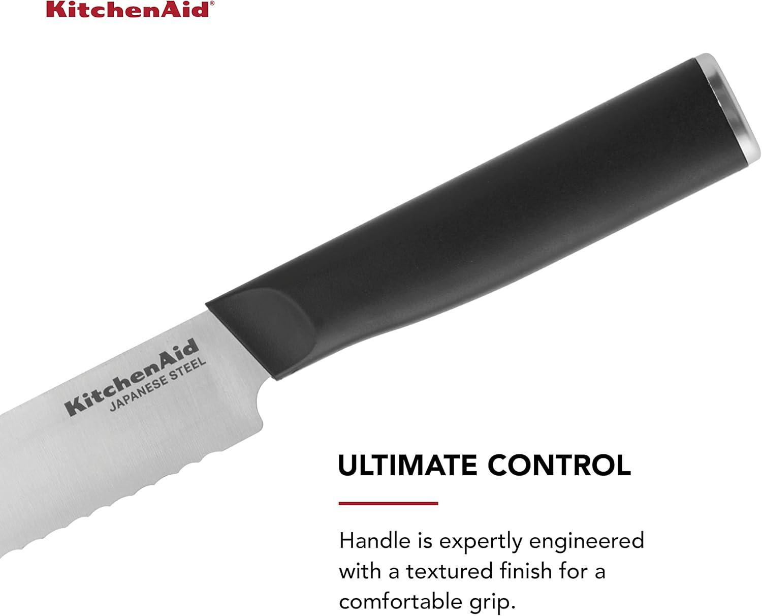 imageKitchenAid Classic Chef Knife with CustomFit Blade Cover 8inch Sharp Kitchen Knife HighCarbon Japanese Stainless Steel Blade Blade Black8