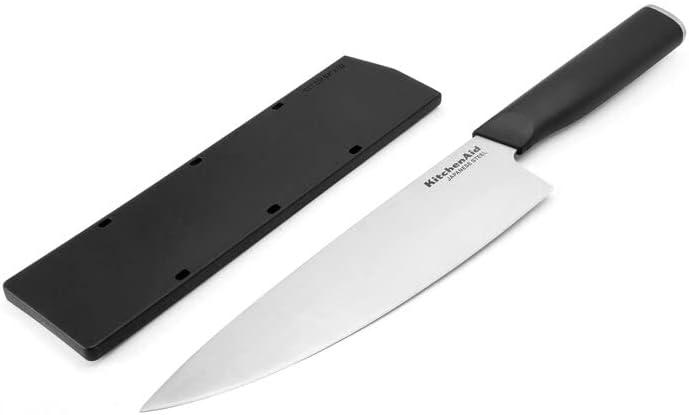 imageKitchenAid Classic Chef Knife with CustomFit Blade Cover 8inch Sharp Kitchen Knife HighCarbon Japanese Stainless Steel Blade Blade Black8