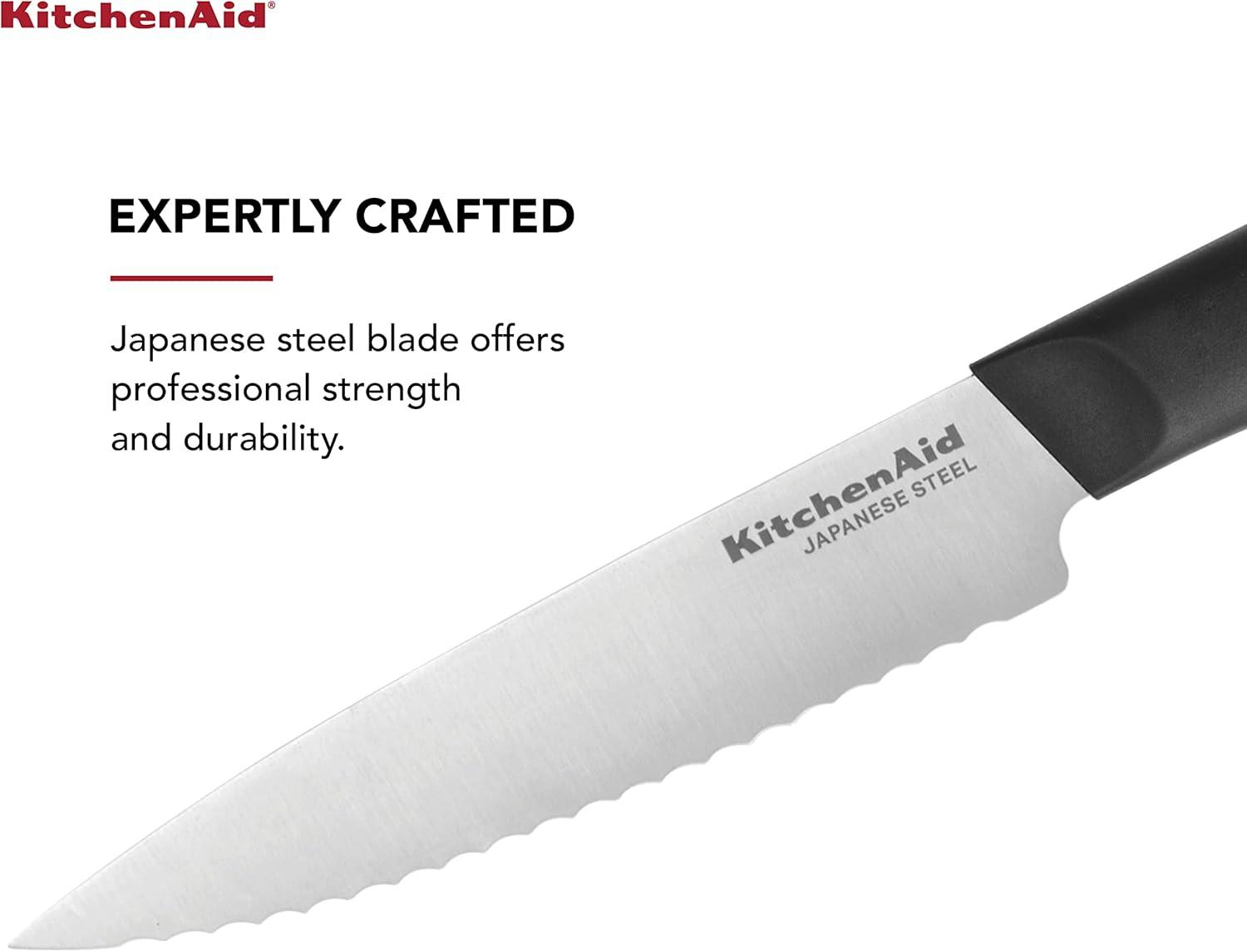 imageKitchenAid Classic Chef Knife with CustomFit Blade Cover 8inch Sharp Kitchen Knife HighCarbon Japanese Stainless Steel Blade Blade Black8