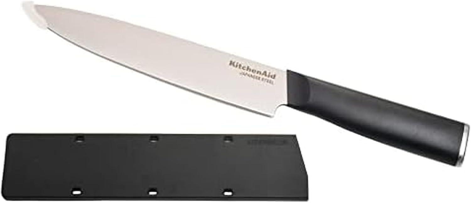 imageKitchenAid Classic Chef Knife with CustomFit Blade Cover 8inch Sharp Kitchen Knife HighCarbon Japanese Stainless Steel Blade Blade Black8