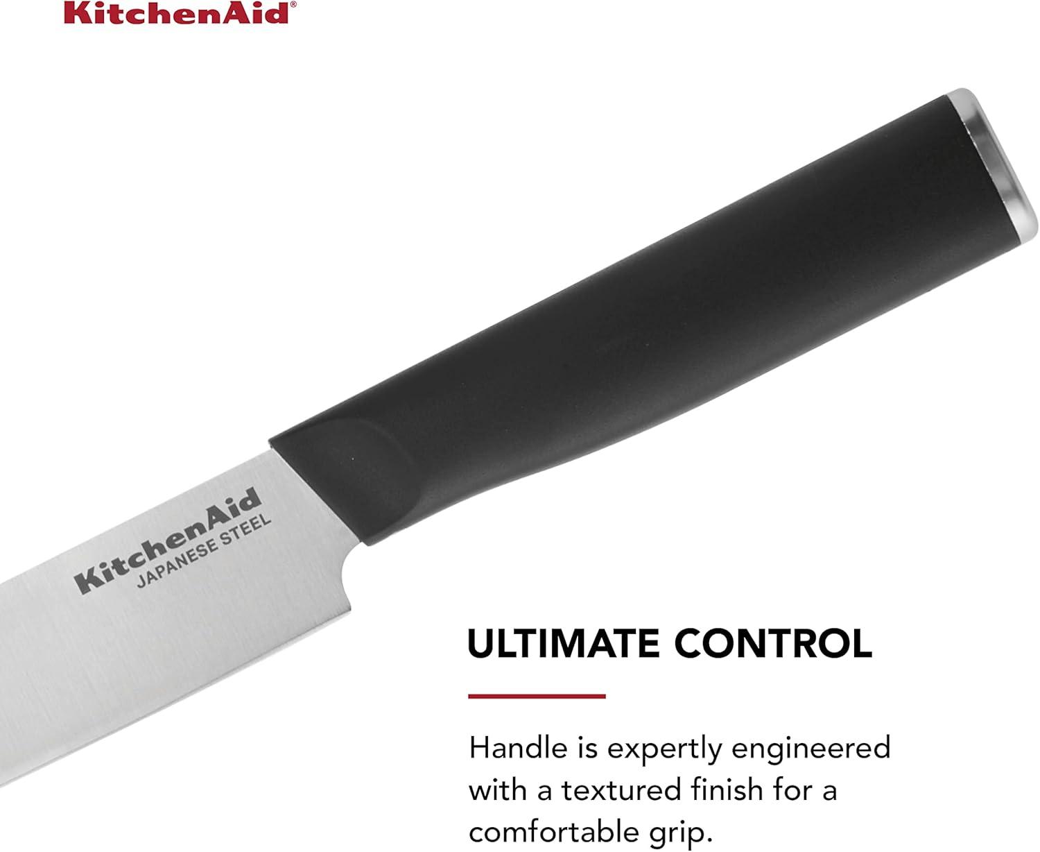 imageKitchenAid Classic Chef Knife with CustomFit Blade Cover 8inch Sharp Kitchen Knife HighCarbon Japanese Stainless Steel Blade Blade Black8
