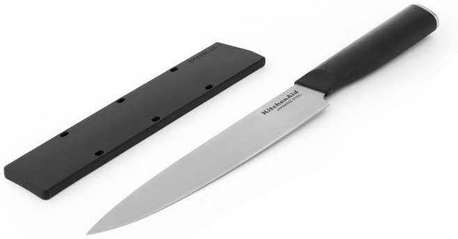 imageKitchenAid Classic Chef Knife with CustomFit Blade Cover 8inch Sharp Kitchen Knife HighCarbon Japanese Stainless Steel Blade Blade Black8