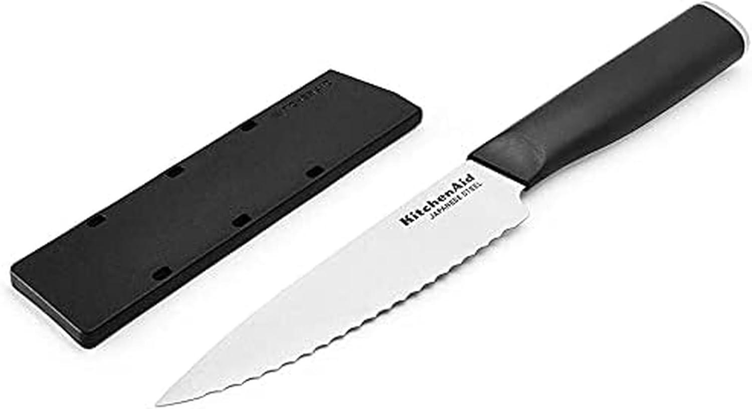 imageKitchenAid Classic Chef Knife with CustomFit Blade Cover 8inch Sharp Kitchen Knife HighCarbon Japanese Stainless Steel Blade Blade Black8