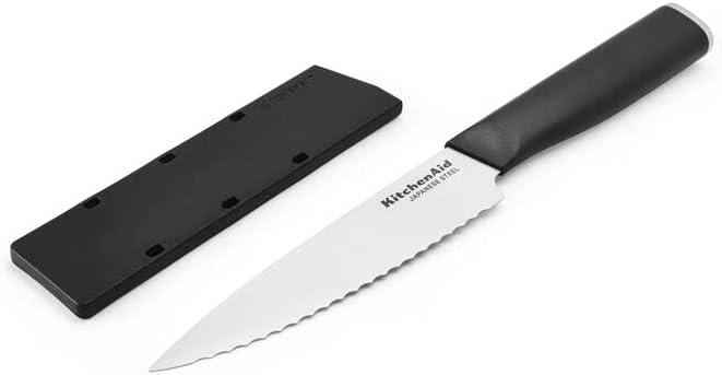 imageKitchenAid Classic Chef Knife with CustomFit Blade Cover 8inch Sharp Kitchen Knife HighCarbon Japanese Stainless Steel Blade Blade Black8
