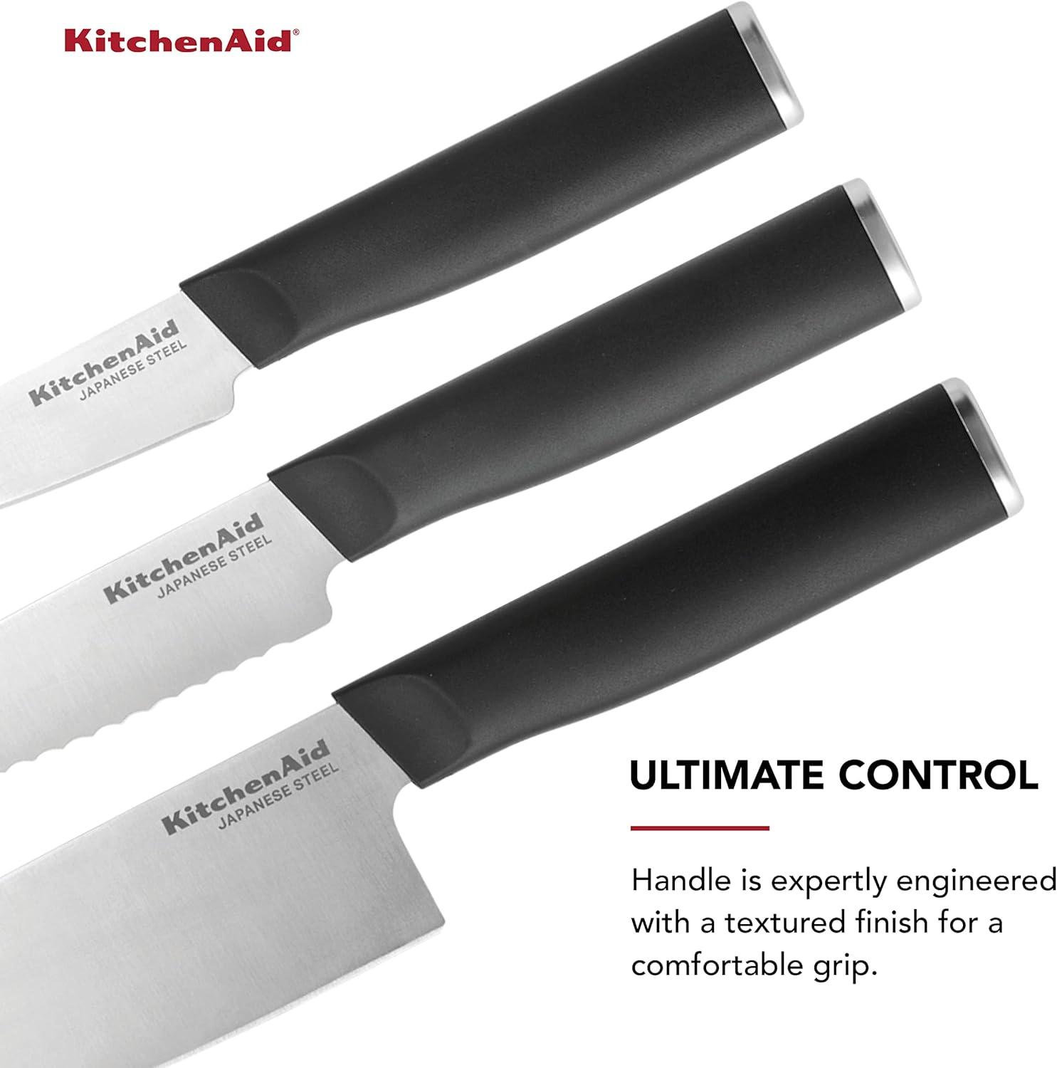 imageKitchenAid Classic Chef Knife with CustomFit Blade Cover 8inch Sharp Kitchen Knife HighCarbon Japanese Stainless Steel Blade Blade Black8