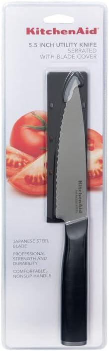 imageKitchenAid Classic Chef Knife with CustomFit Blade Cover 8inch Sharp Kitchen Knife HighCarbon Japanese Stainless Steel Blade Blade Black8