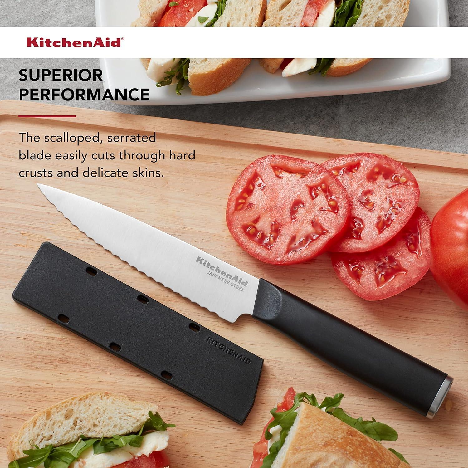 imageKitchenAid Classic Chef Knife with CustomFit Blade Cover 8inch Sharp Kitchen Knife HighCarbon Japanese Stainless Steel Blade Blade Black8