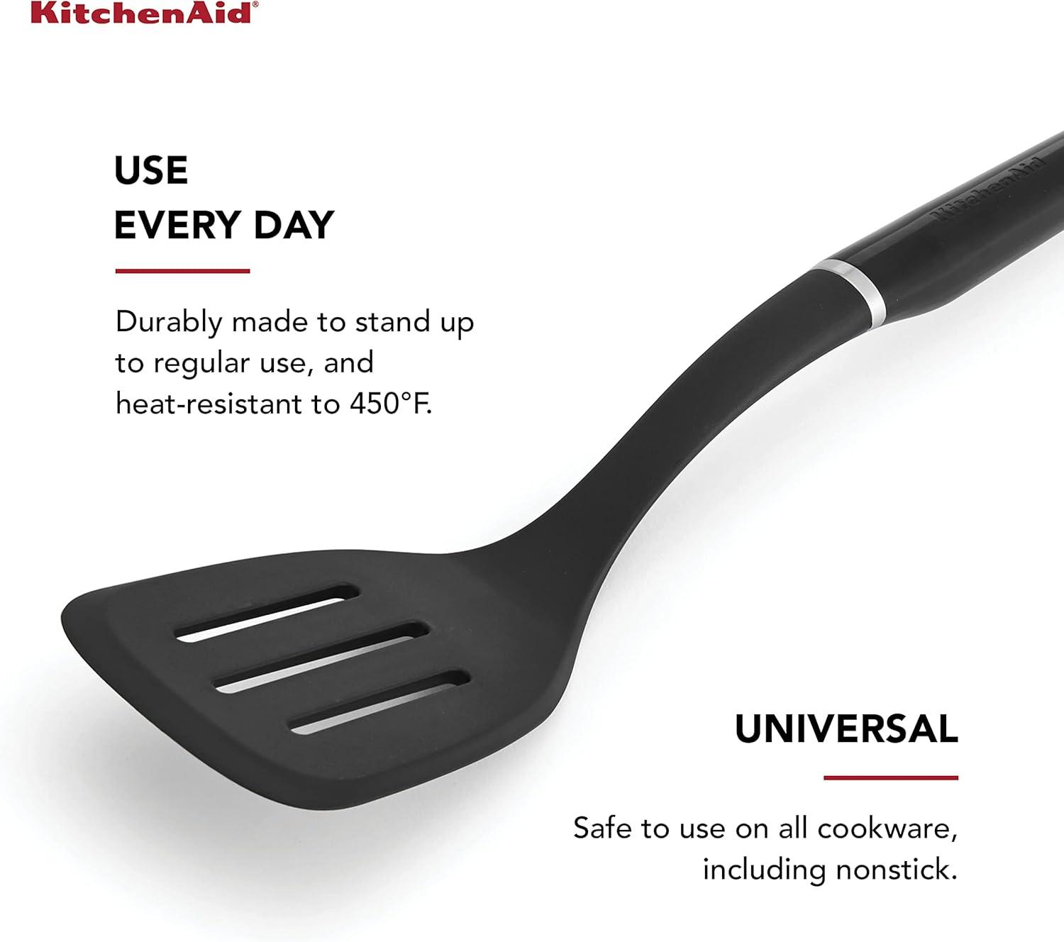 imageKitchenAid Classic Nylon Slotted Turner 1366Inch BlackBlack