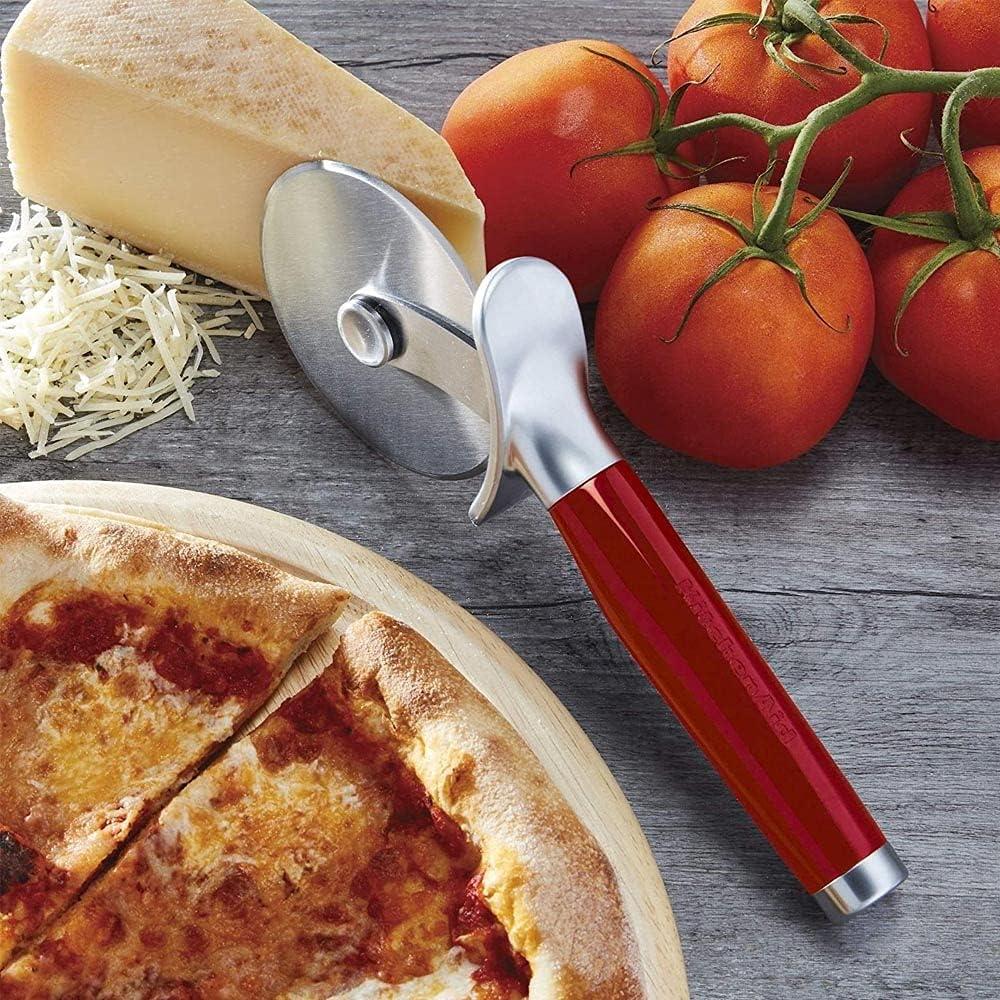imageKitchenAid Classic Pizza Wheel with Sharp Blade For Cutting Through Crusts Pies and More Built In Finger Guard for Safety and Comfort Grip to Protect Fingers Dishwasher Safe 9Inch BlackRed