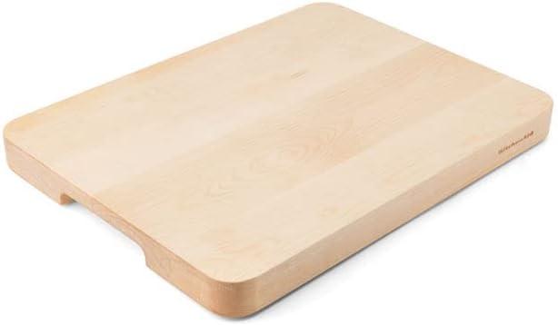 imageKitchenAid Classic Rubberwood Cutting Board with Perimeter Trench Reversible Chopping Board 8inch x 10Inch Natural158L x 12W