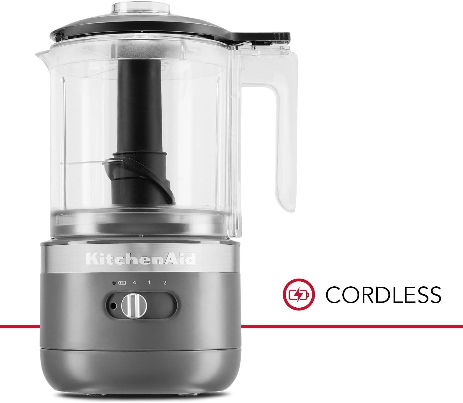 imageKitchenAid Cordless 5 Cup Food Chopper KFCB529QAC Almond CreamCharcoal Grey