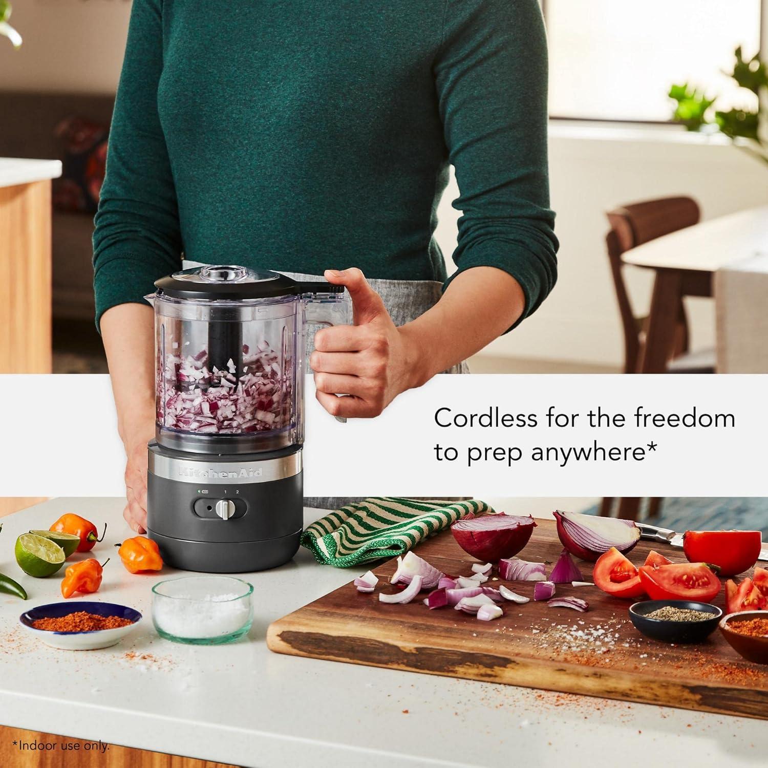 imageKitchenAid Cordless 5 Cup Food Chopper KFCB529QAC Almond CreamCharcoal Grey