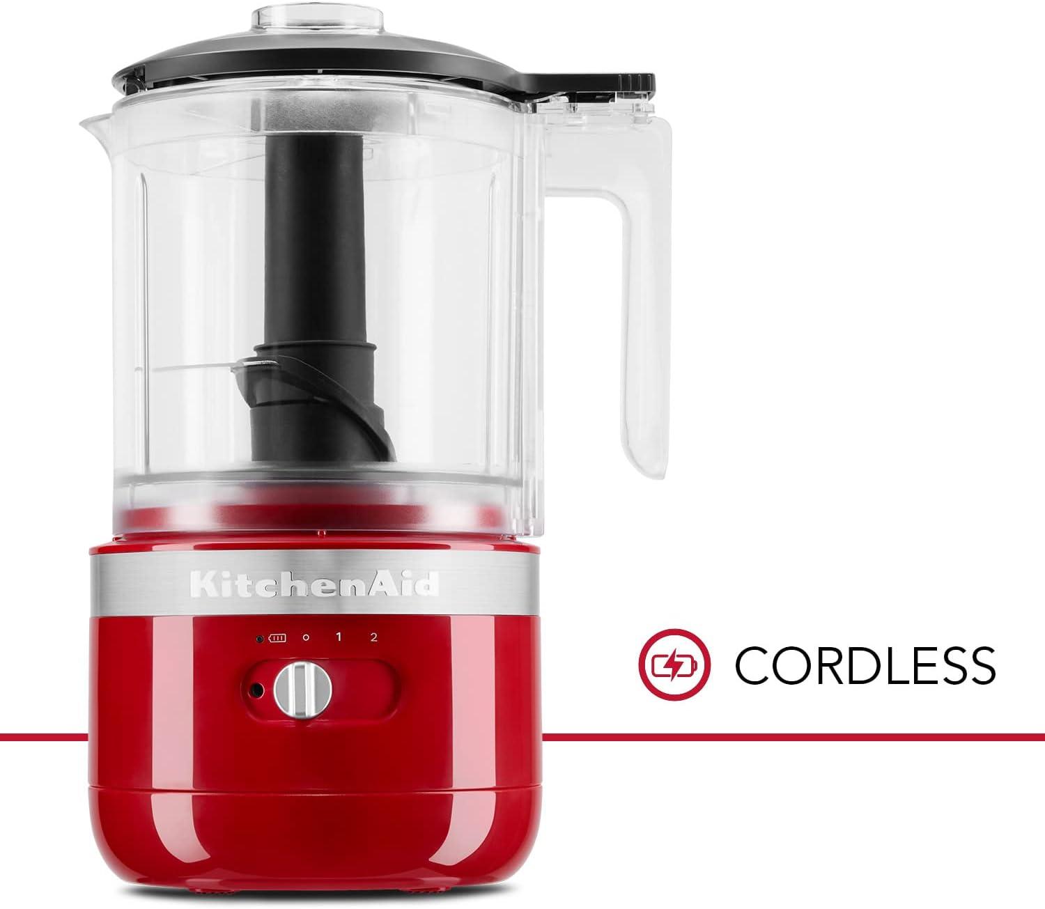 imageKitchenAid Cordless 5 Cup Food Chopper KFCB529QAC Almond CreamEmpire Red
