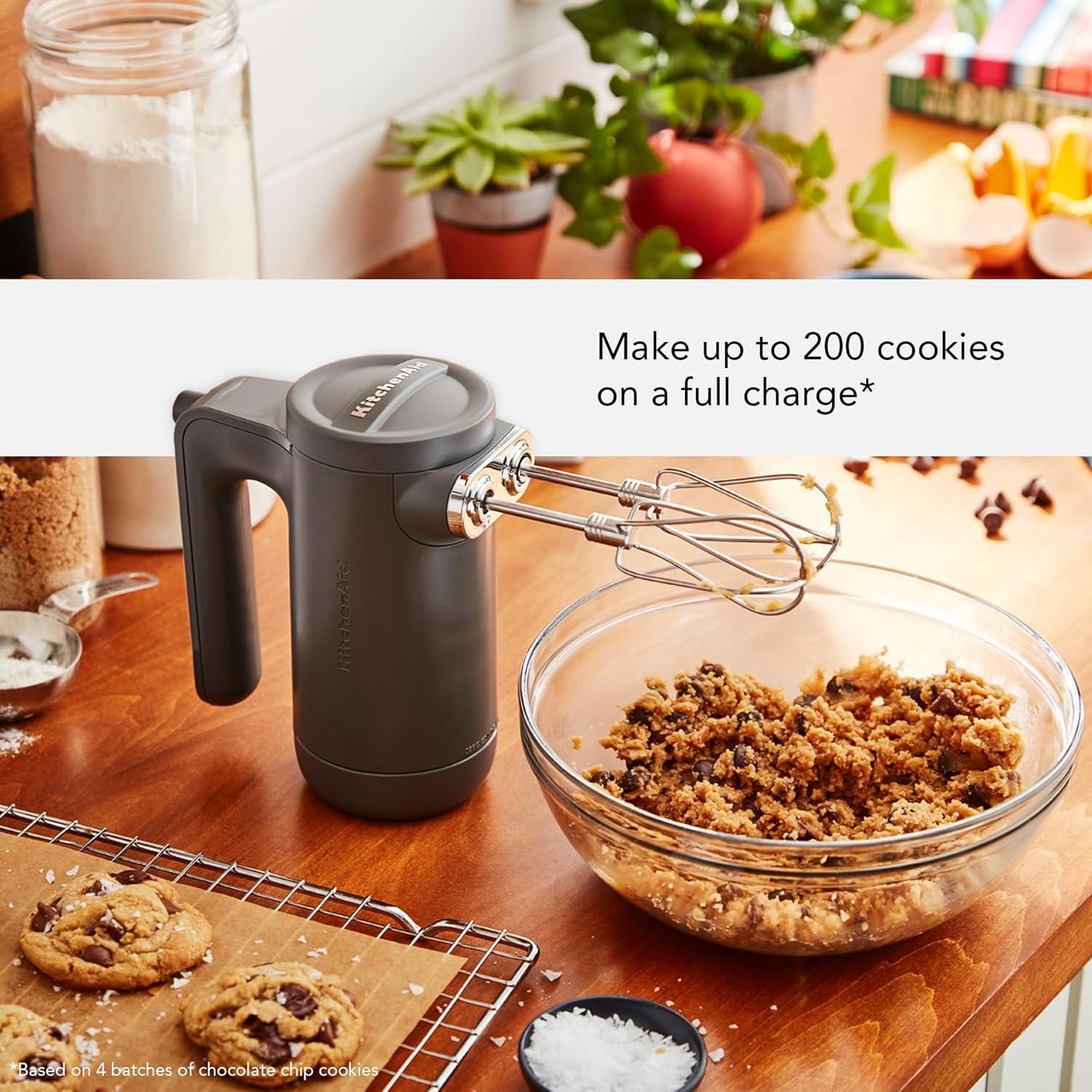 imageKitchenAid Cordless 7 Speed Hand Mixer KHMB732VB Blue VelvetMatte Charcoal Grey