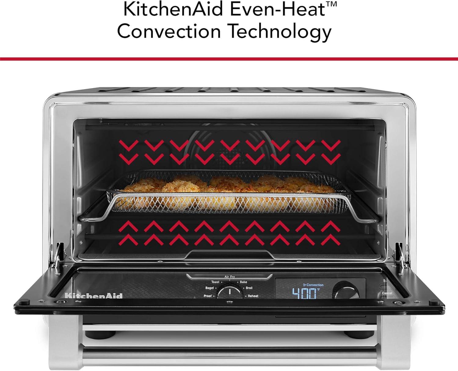imageKitchenAid Digital Countertop Oven with Air Fry ampamp Pizza Stone KCO128CU Contour SilverBlack Matte