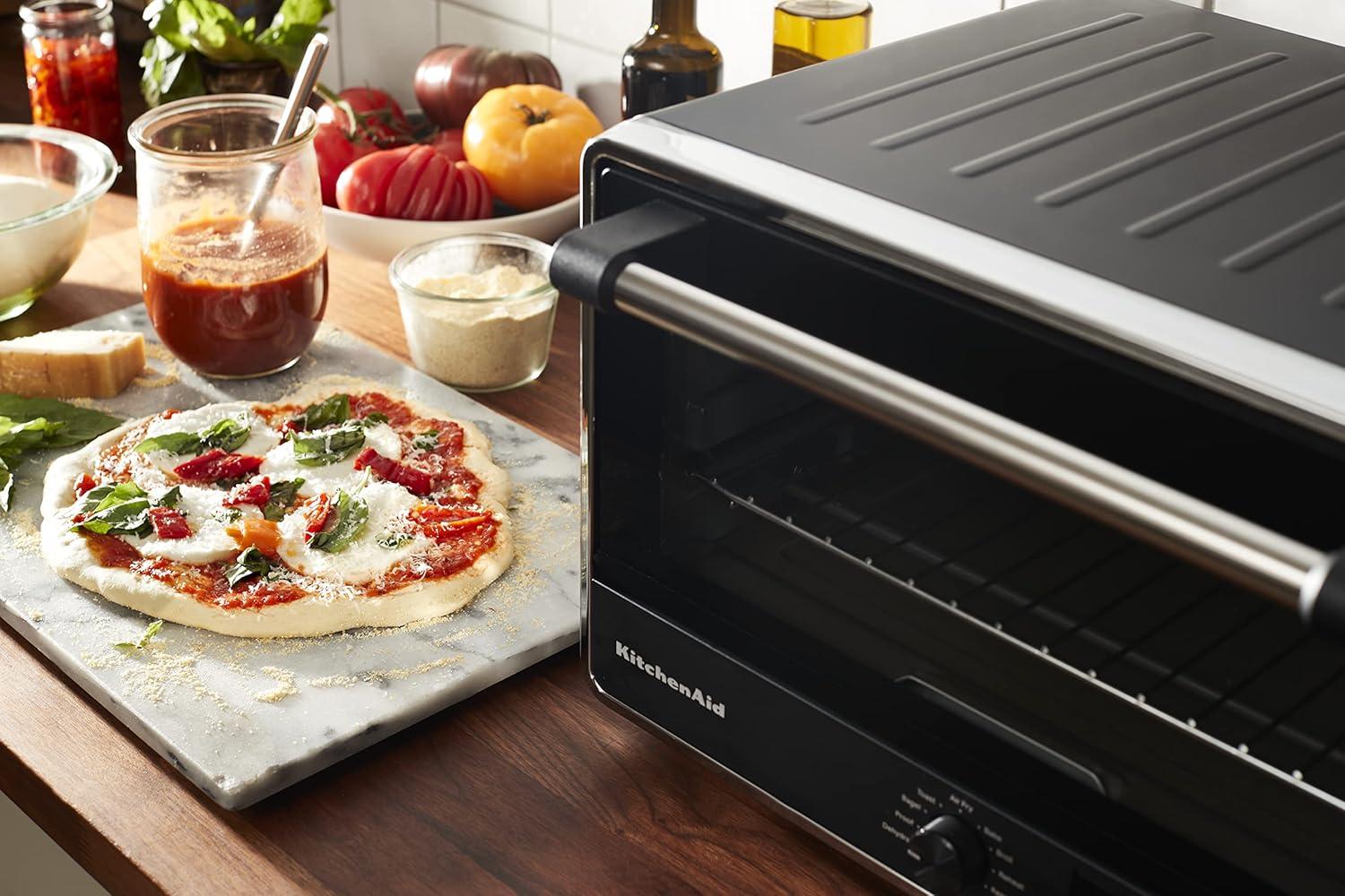 imageKitchenAid Digital Countertop Oven with Air Fry ampamp Pizza Stone KCO128CU Contour SilverBlack Matte