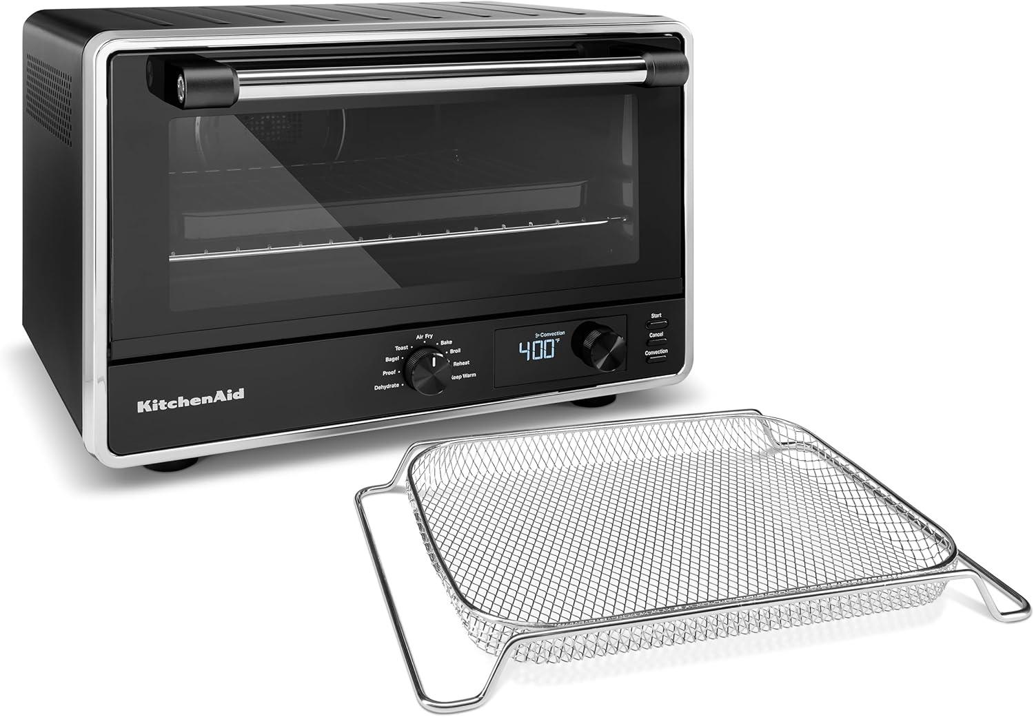 imageKitchenAid Digital Countertop Oven with Air Fry ampamp Pizza Stone KCO128CU Contour SilverBlack Matte