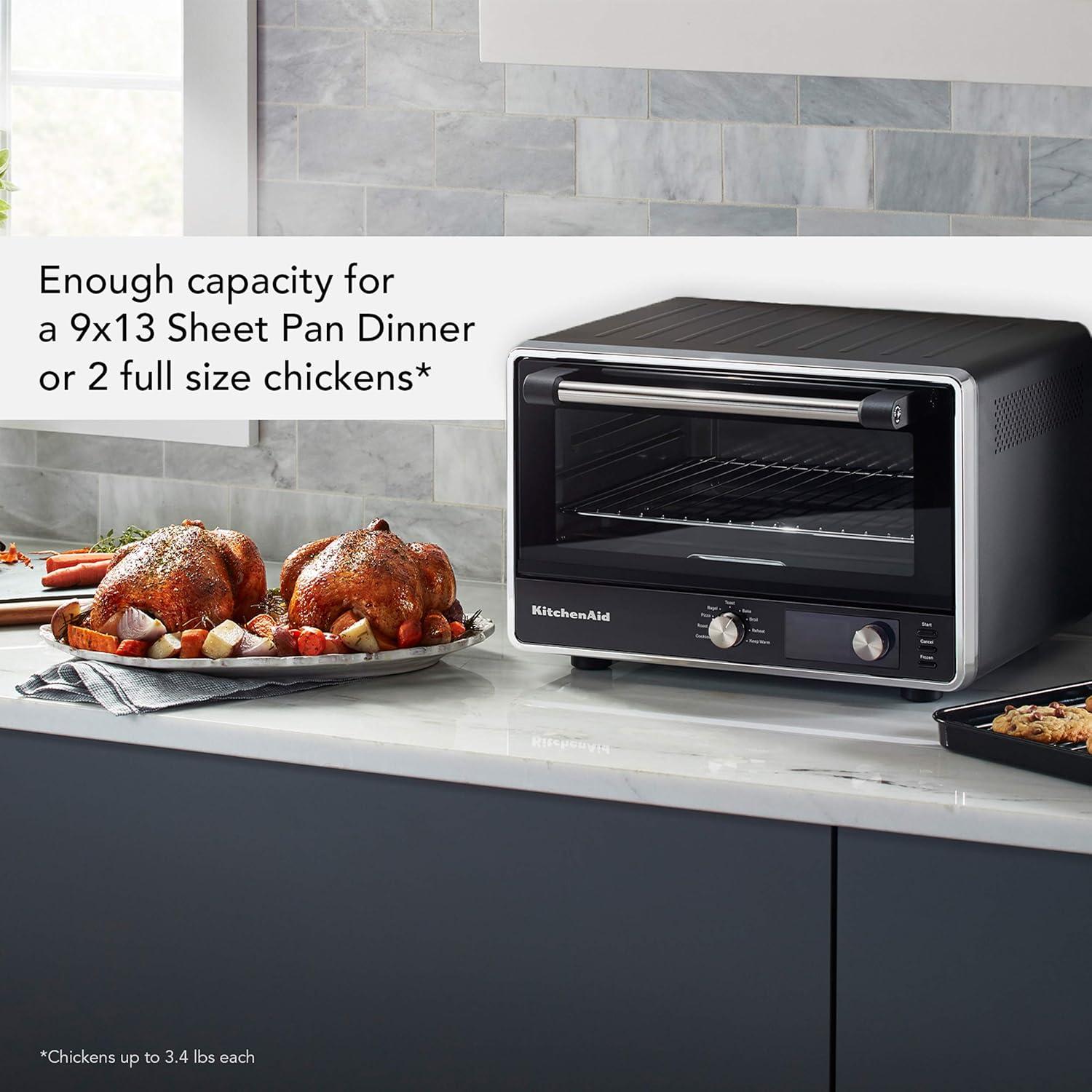 imageKitchenAid Digital Countertop Oven with Air Fry ampamp Pizza Stone KCO128CU Contour SilverBlack Matte