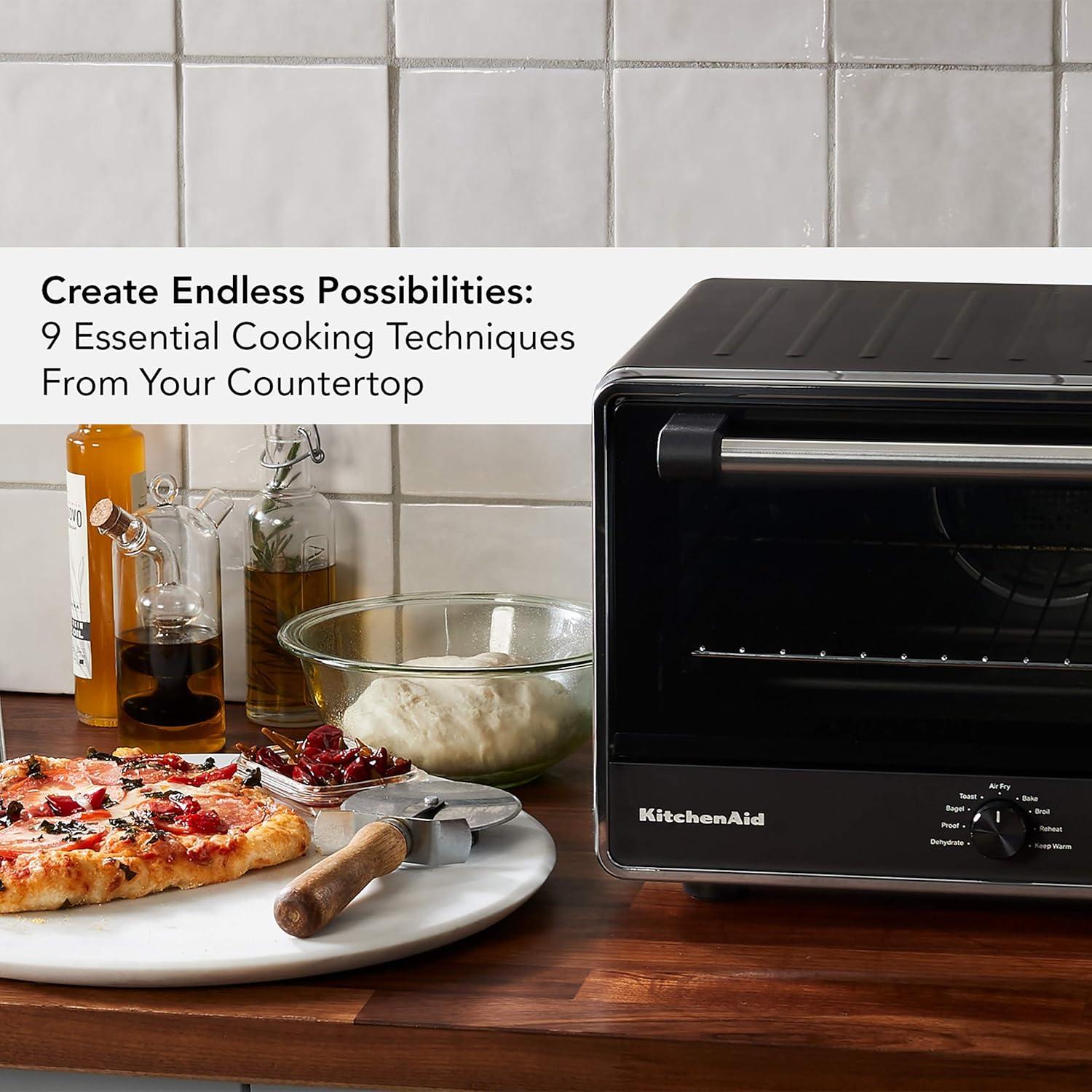 imageKitchenAid Digital Countertop Oven with Air Fry ampamp Pizza Stone KCO128CU Contour SilverBlack Matte