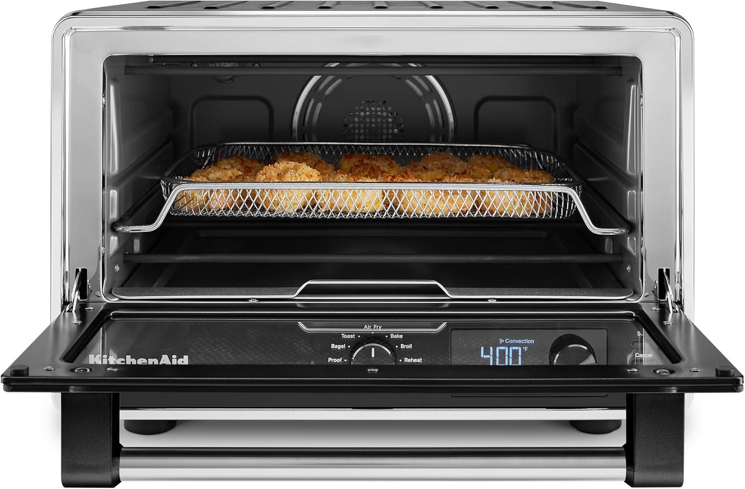 imageKitchenAid Digital Countertop Oven with Air Fry ampamp Pizza Stone KCO128CU Contour SilverBlack Matte