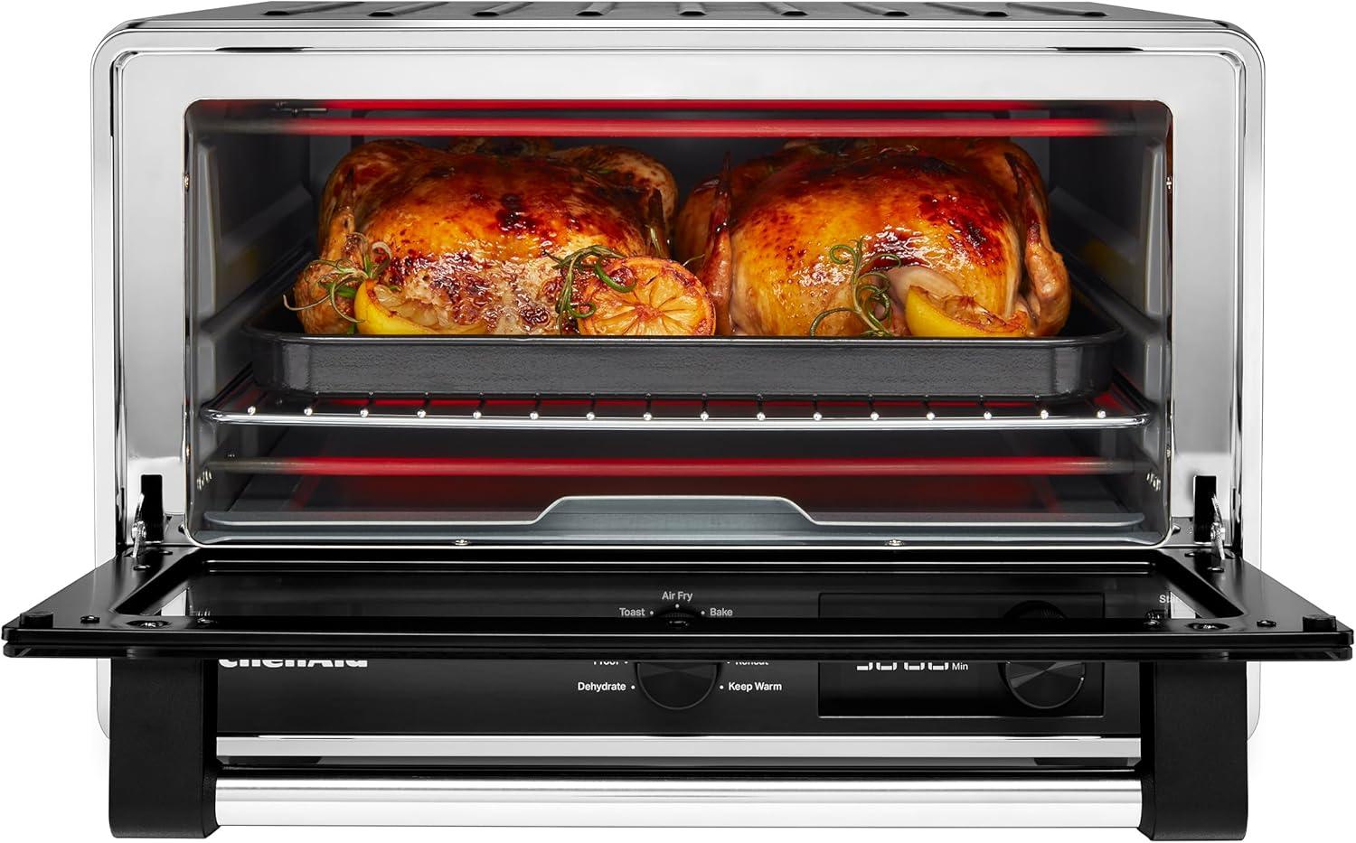 imageKitchenAid Digital Countertop Oven with Air Fry ampamp Pizza Stone KCO128CU Contour SilverBlack Matte