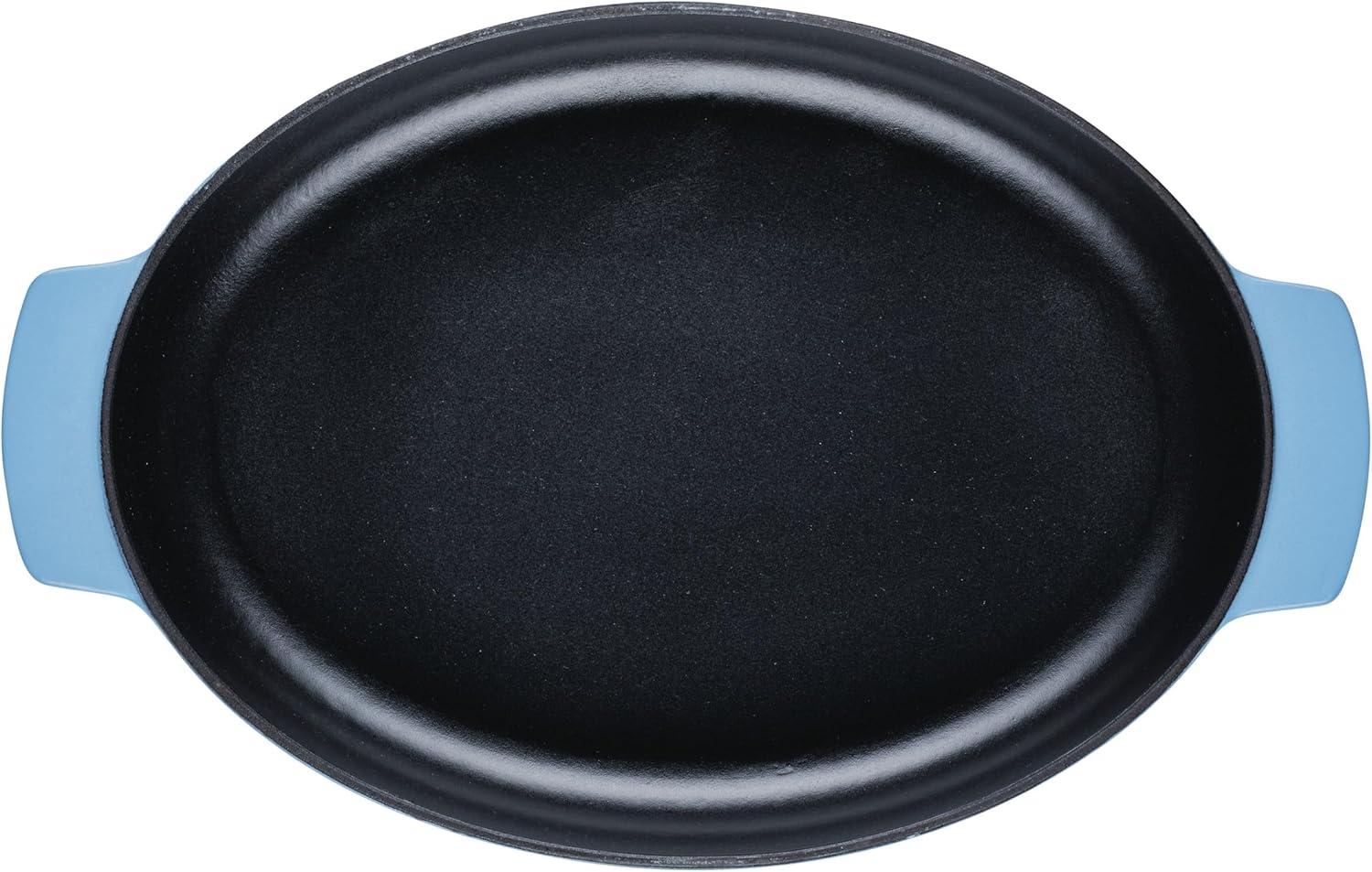 imageKitchenAid Enameled Cast Iron Au Gratin Oval Roasting Pan 25 Quart Blue Velvet