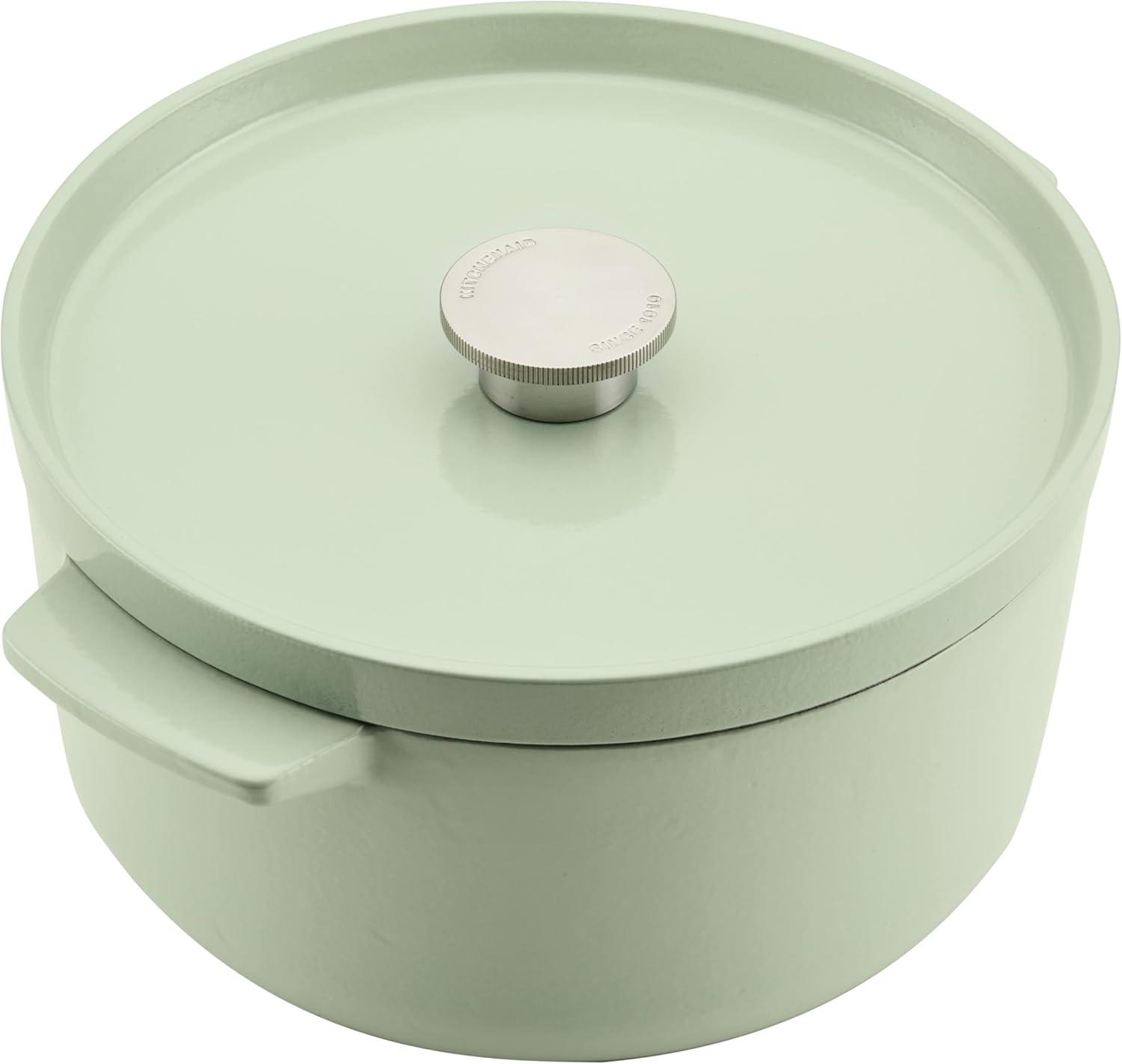 imageKitchenAid Enameled Cast Iron Dutch OvenCasserole 6 Quart Blue VelvetPistachio