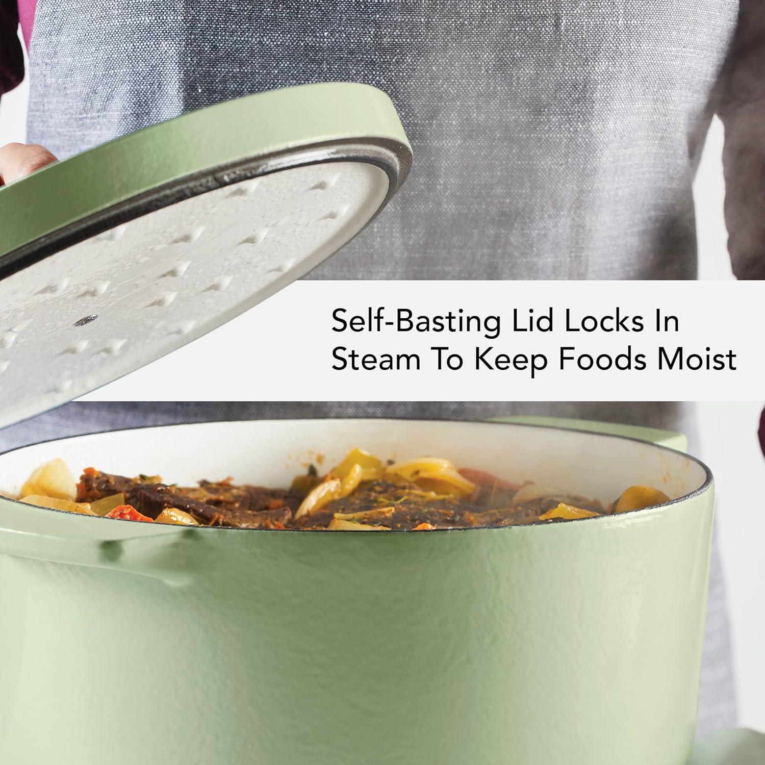 imageKitchenAid Enameled Cast Iron Dutch OvenCasserole 6 Quart Blue VelvetPistachio