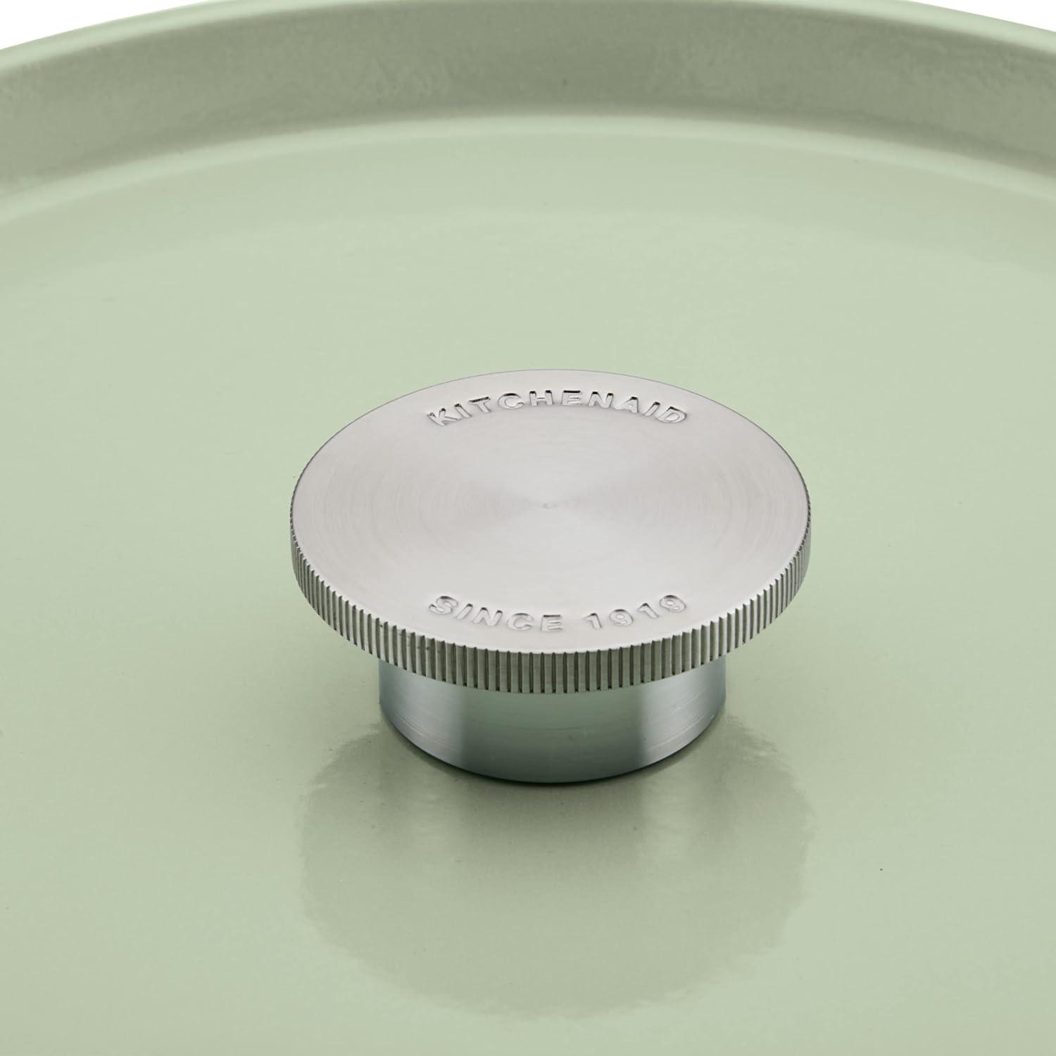 imageKitchenAid Enameled Cast Iron Dutch OvenCasserole 6 Quart Blue VelvetPistachio