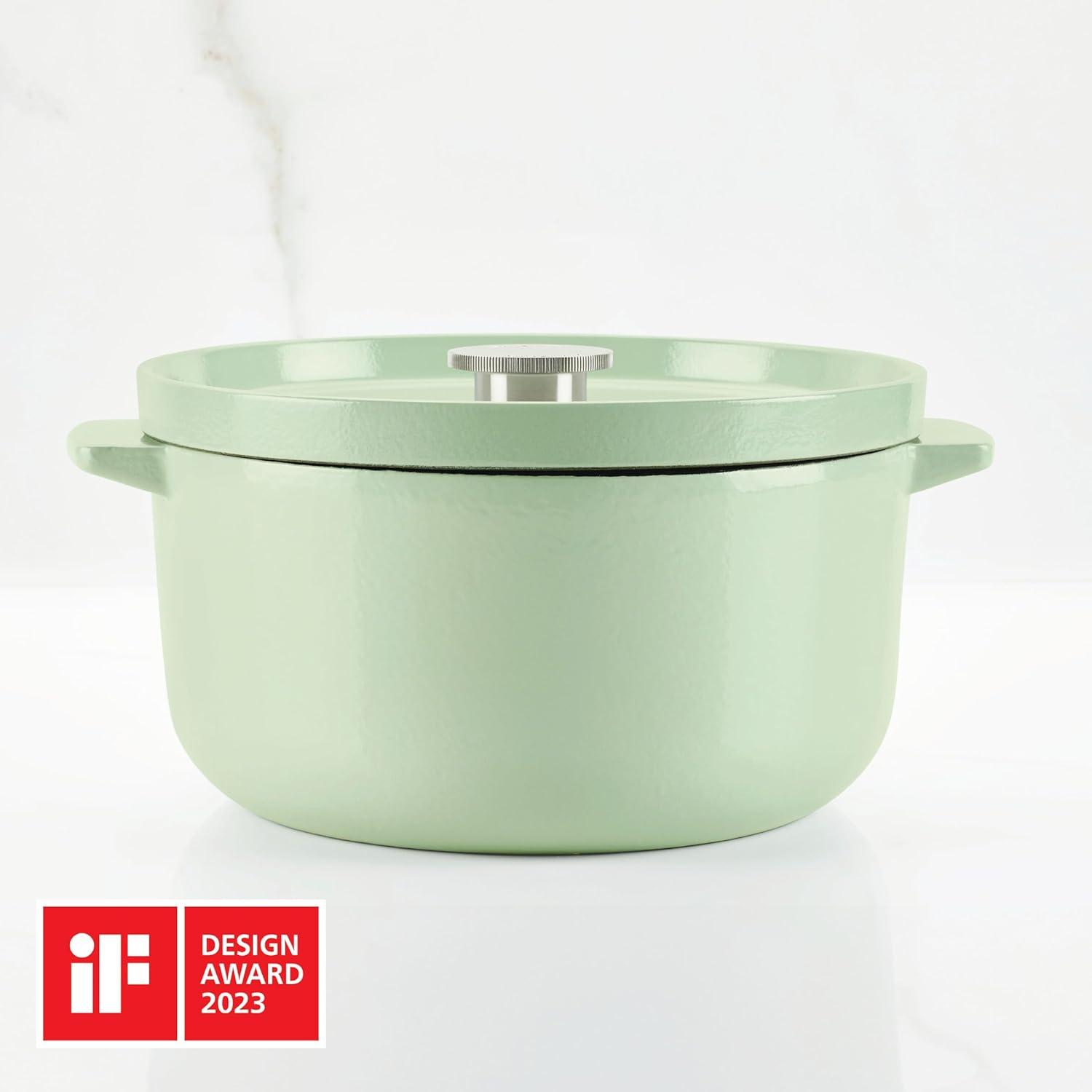 imageKitchenAid Enameled Cast Iron Dutch OvenCasserole 6 Quart Blue VelvetPistachio