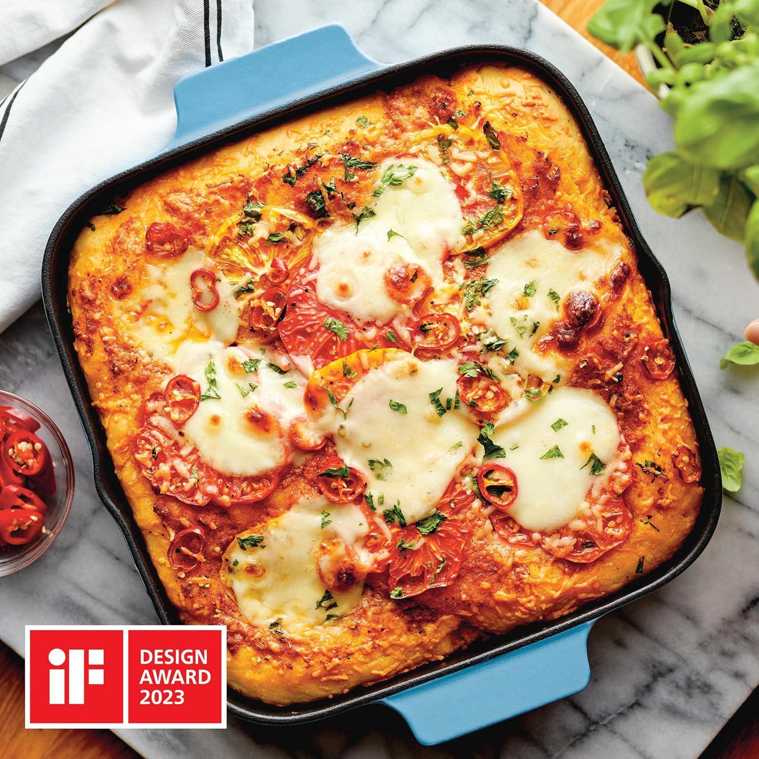 imageKitchenAid Enameled Cast Iron Square Grill and Roasting Pan 11 Inch Blue VelvetBlue Velvet