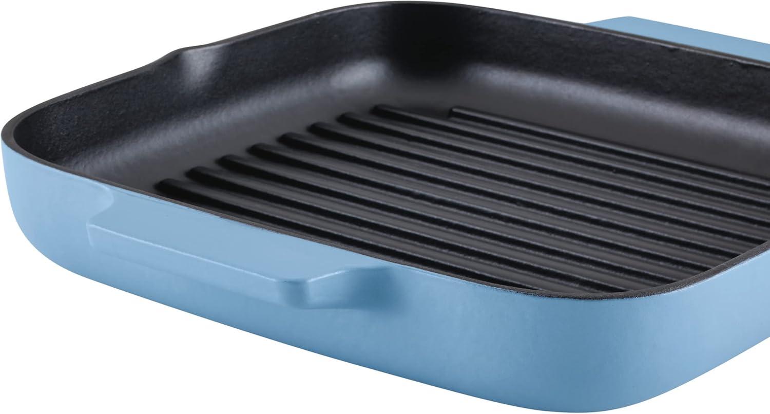 imageKitchenAid Enameled Cast Iron Square Grill and Roasting Pan 11 Inch Blue VelvetBlue Velvet