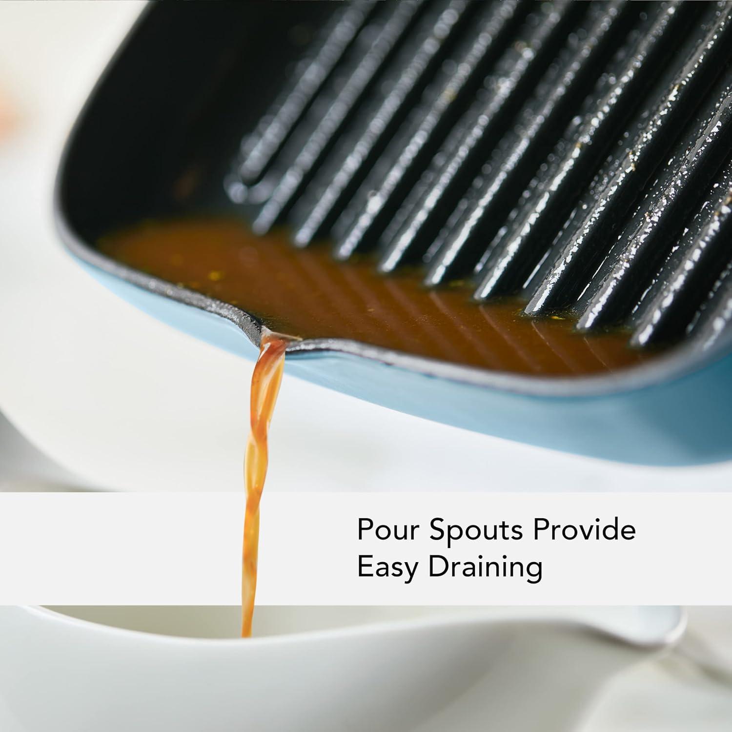 imageKitchenAid Enameled Cast Iron Square Grill and Roasting Pan 11 Inch Blue VelvetBlue Velvet