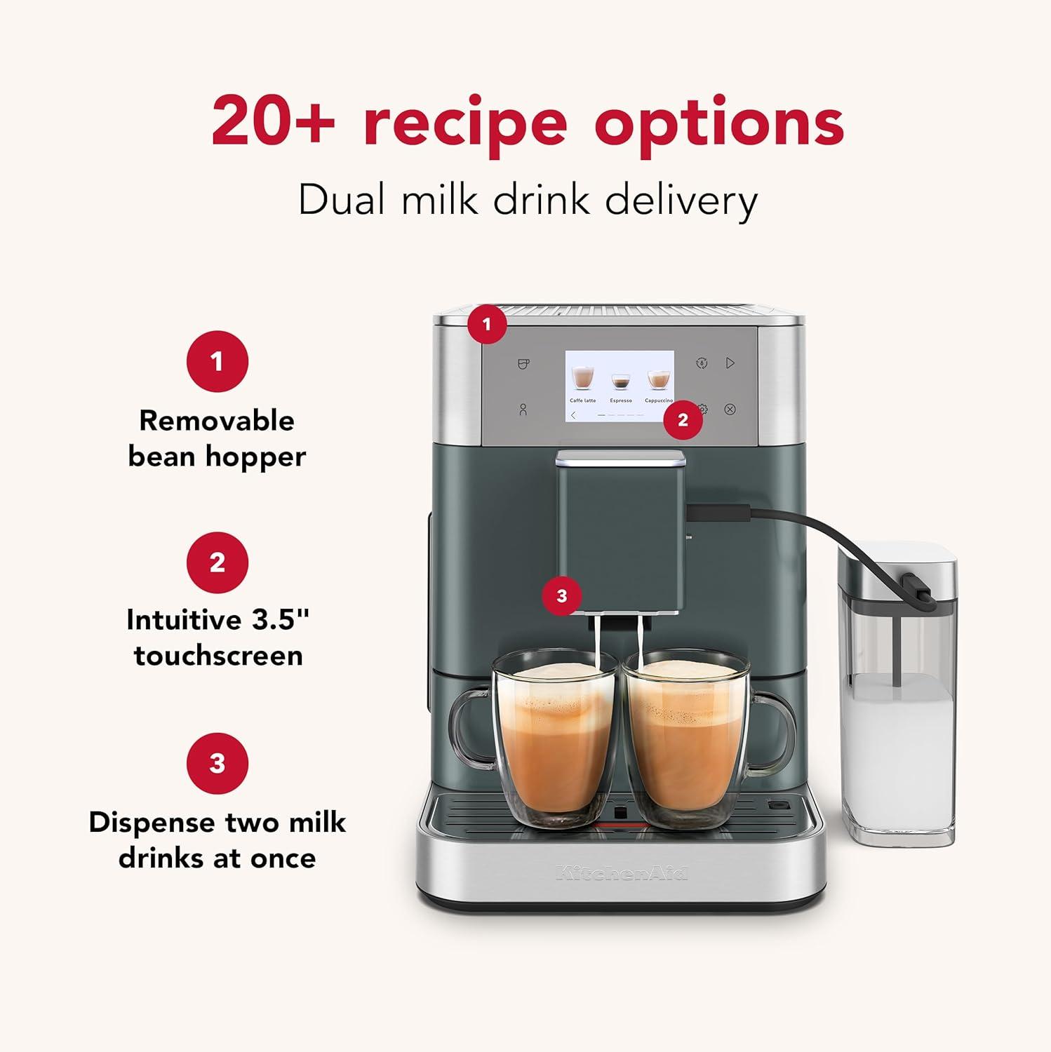 imageKitchenAid Fully Automatic Espresso Machine KF7 with Milk Attachment KES8557JP JuniperJuniper