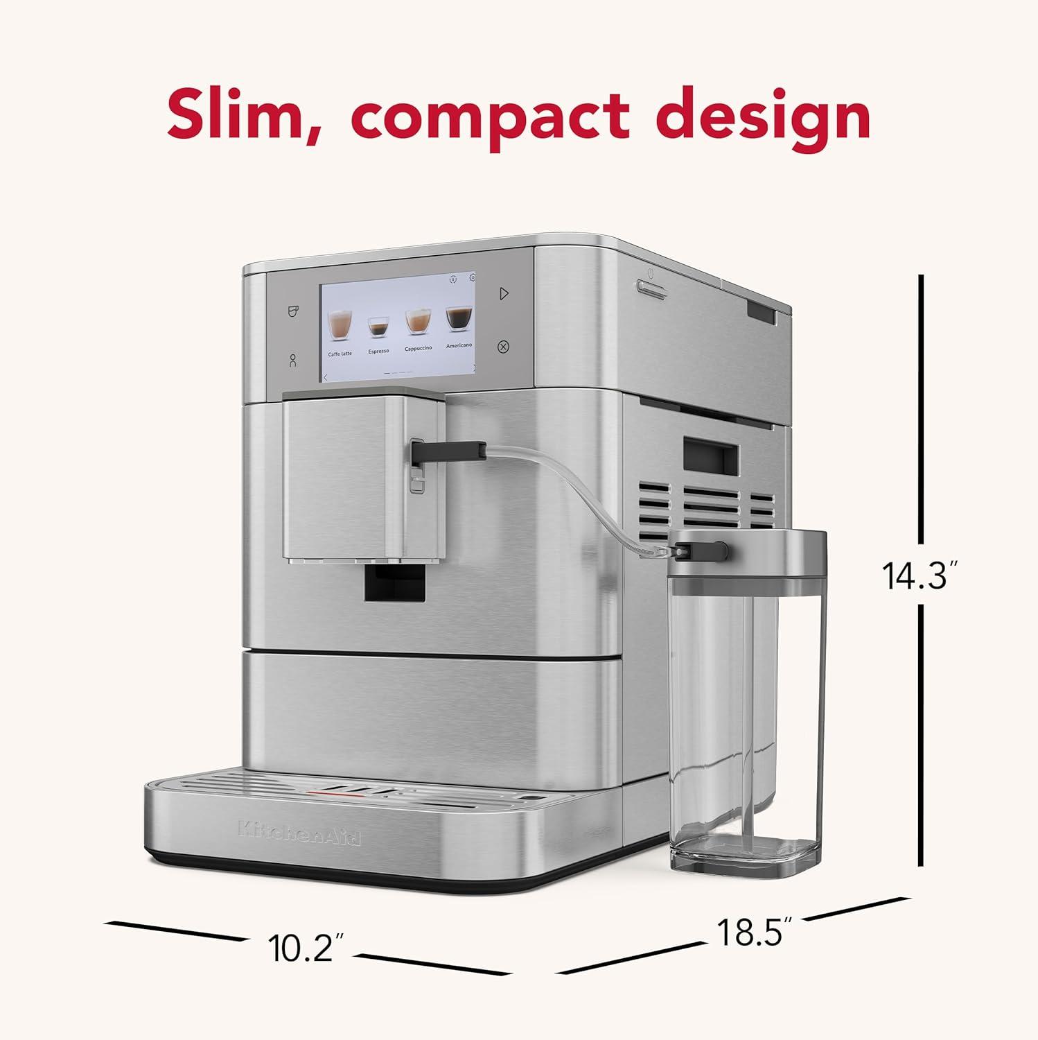 imageKitchenAid Fully Automatic Espresso Machine KF8 with Milk Attachment ampamp Plant Based Milk Options KES8558JP JuniperStainless Steel