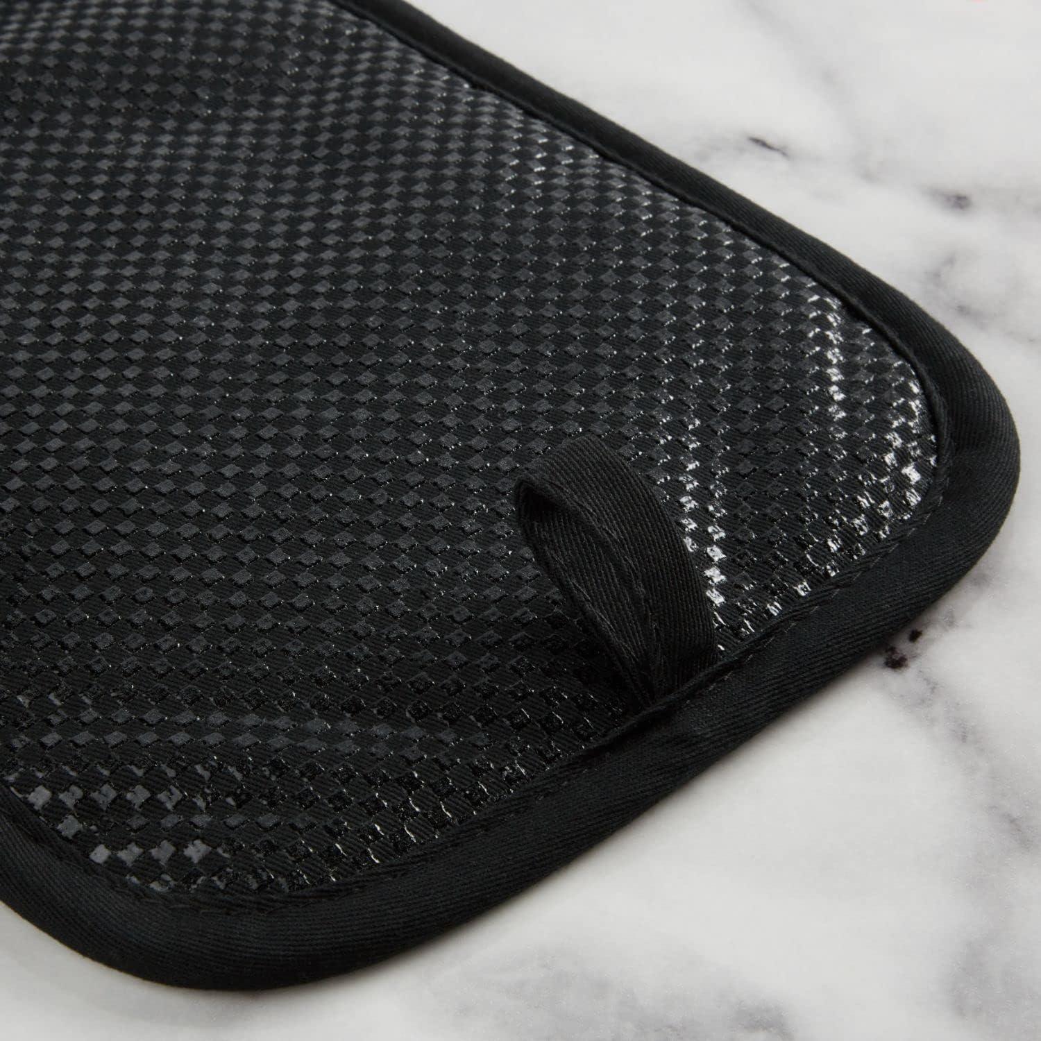 imageKitchenAid Gingham Pot Holder 2Pack Set Aqua Sky 7quotx10quotMatte Black