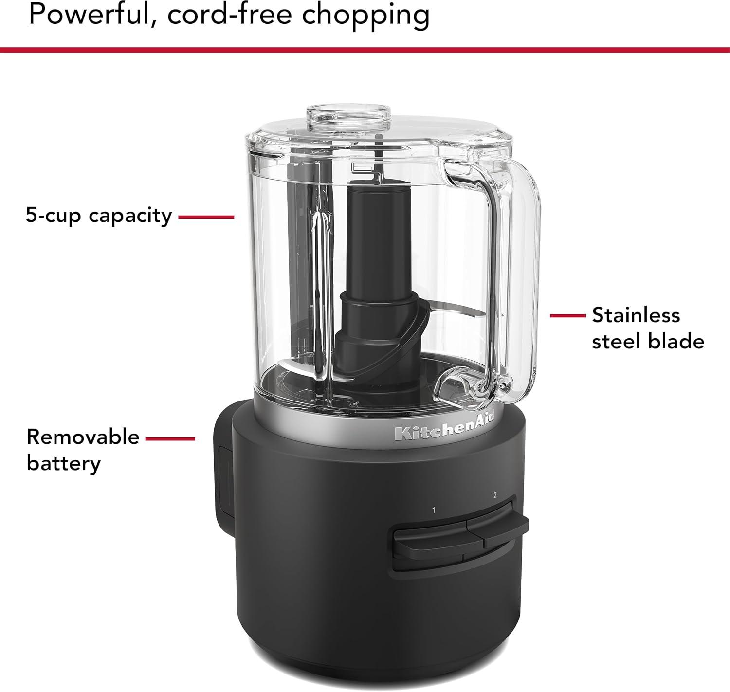 imageKitchenAid Go Cordless Blade Grinder battery included KBGR111 Black MatteFood Chopper