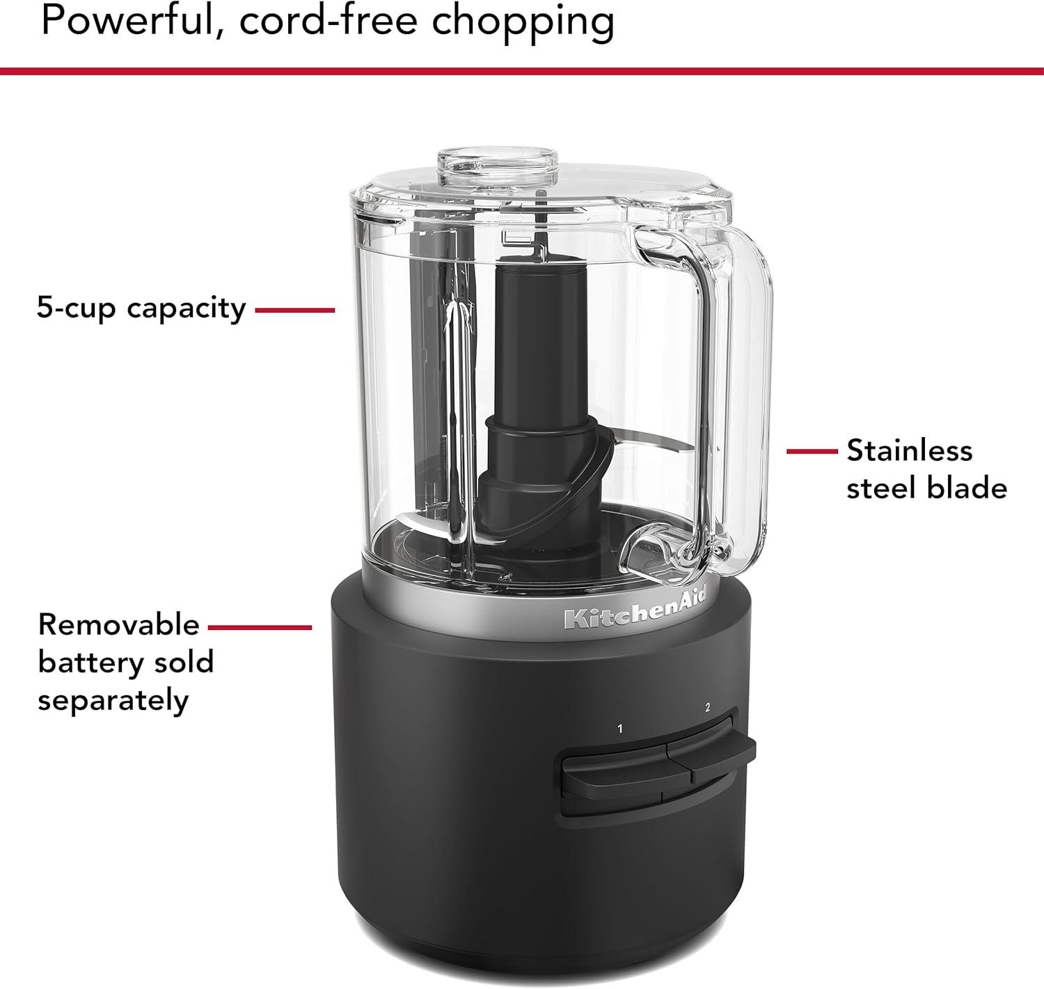 imageKitchenAid Go Cordless Food Chopper battery sold separately KFCR500 Porcelain WhiteBlack Matte