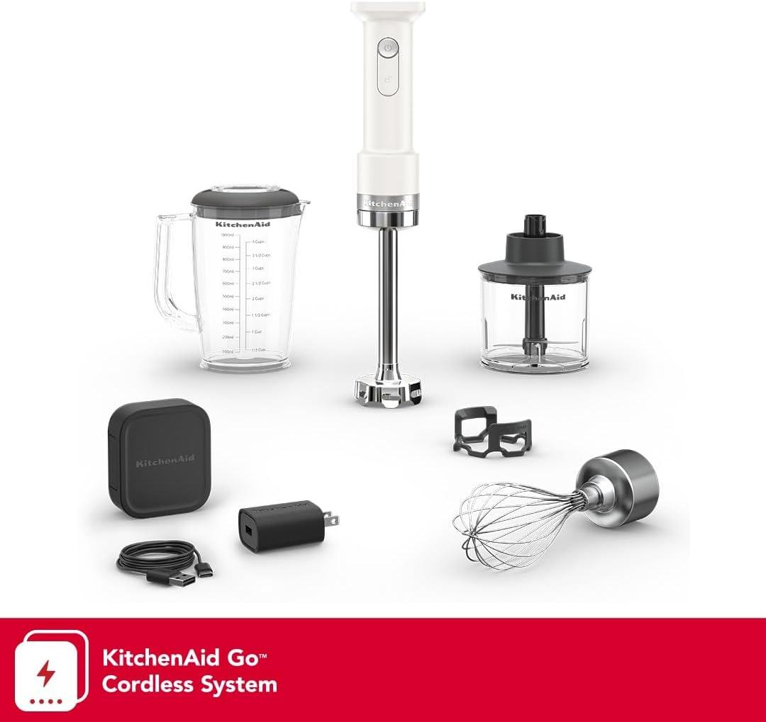 imageKitchenAid Go Cordless Hand Blender with Accessories battery included KHBRV75 Porcelain WhitePorcelain White