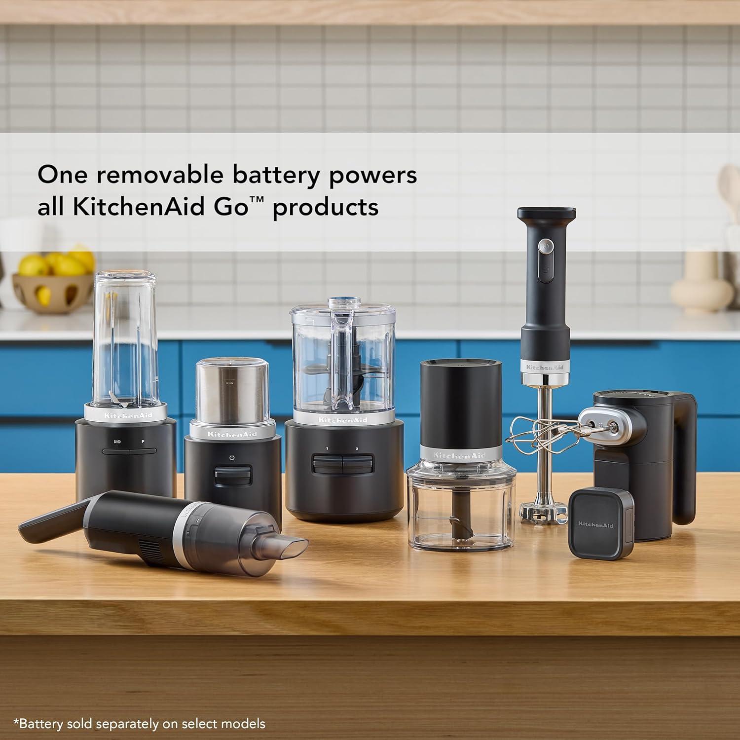 imageKitchenAid Go Cordless Hand Blender with Accessories battery sold separately KHBRV05 Porcelain WhiteMatte Black