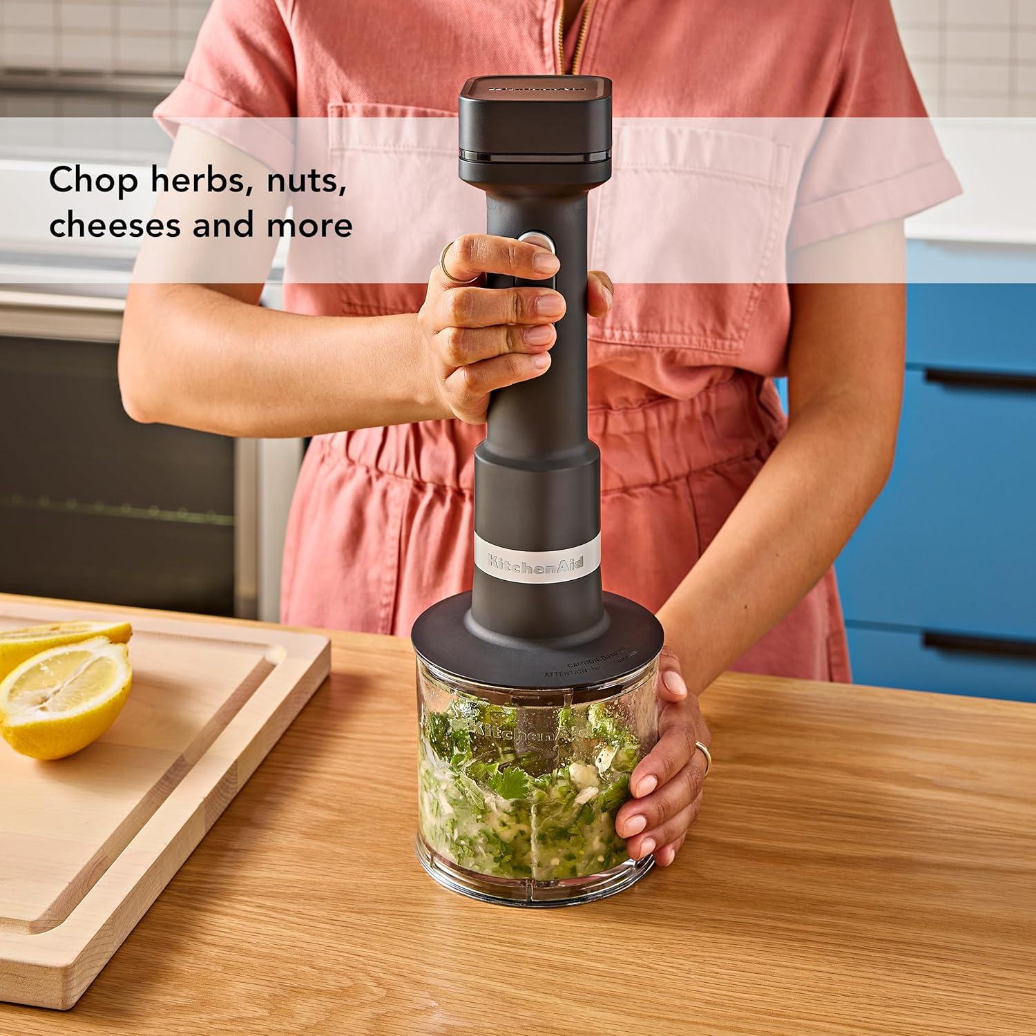 imageKitchenAid Go Cordless Hand Blender with Accessories battery sold separately KHBRV05 Porcelain WhiteMatte Black