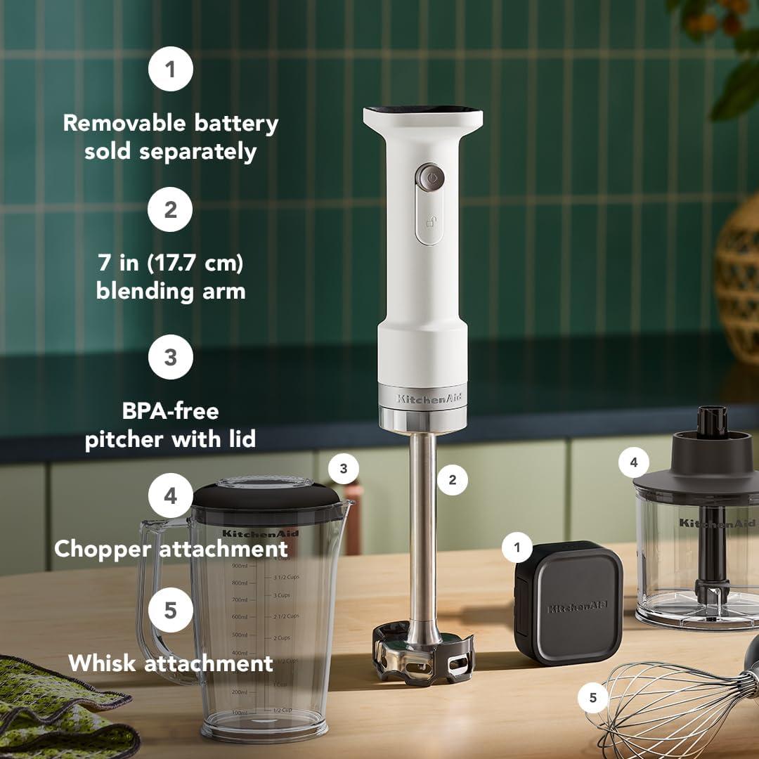 imageKitchenAid Go Cordless Hand Blender with Accessories battery sold separately KHBRV05 Porcelain WhitePorcelain White