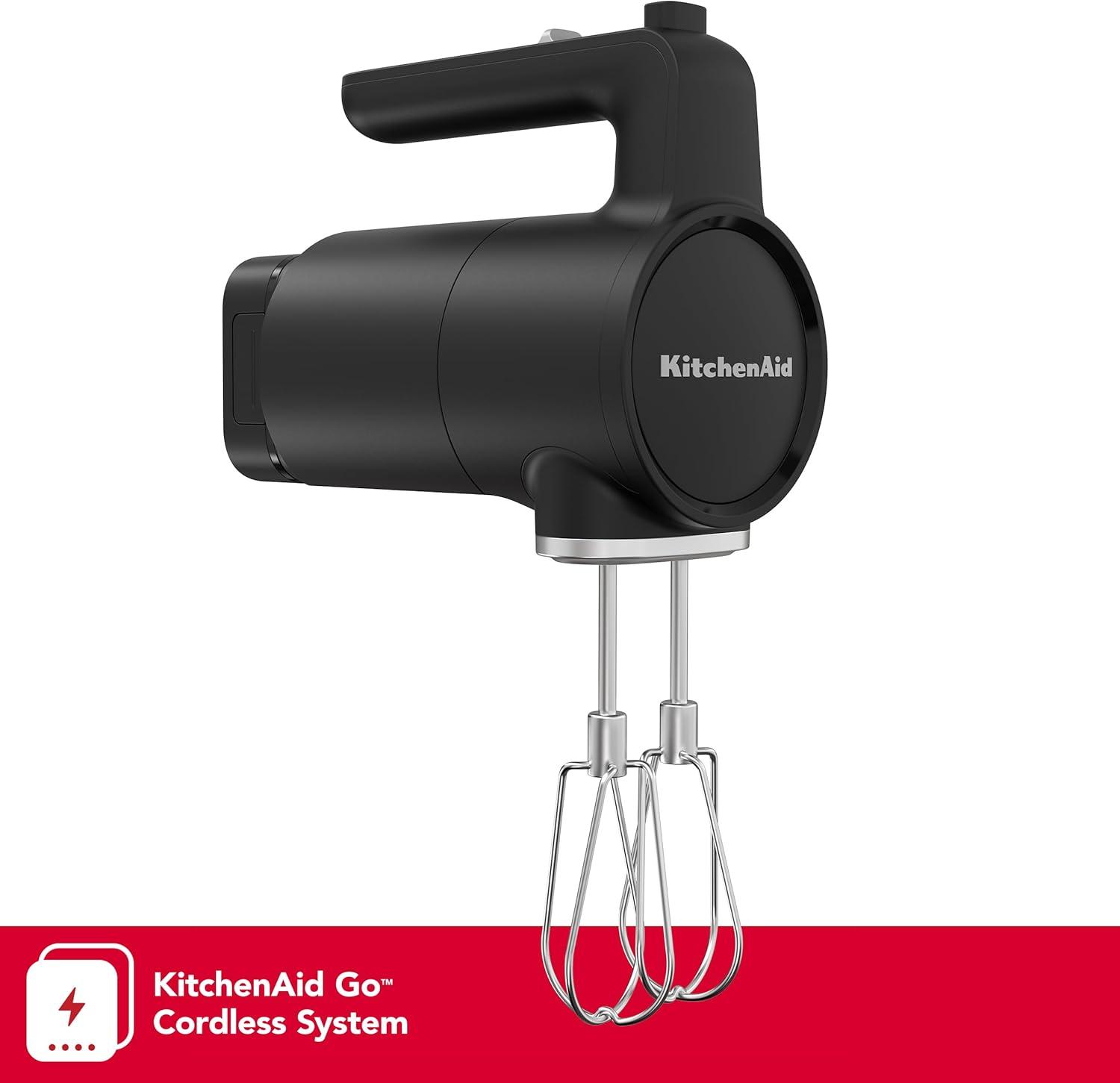 imageKitchenAid Go Cordless Hand Mixer battery included KHMR762 Black MatteMatte Black
