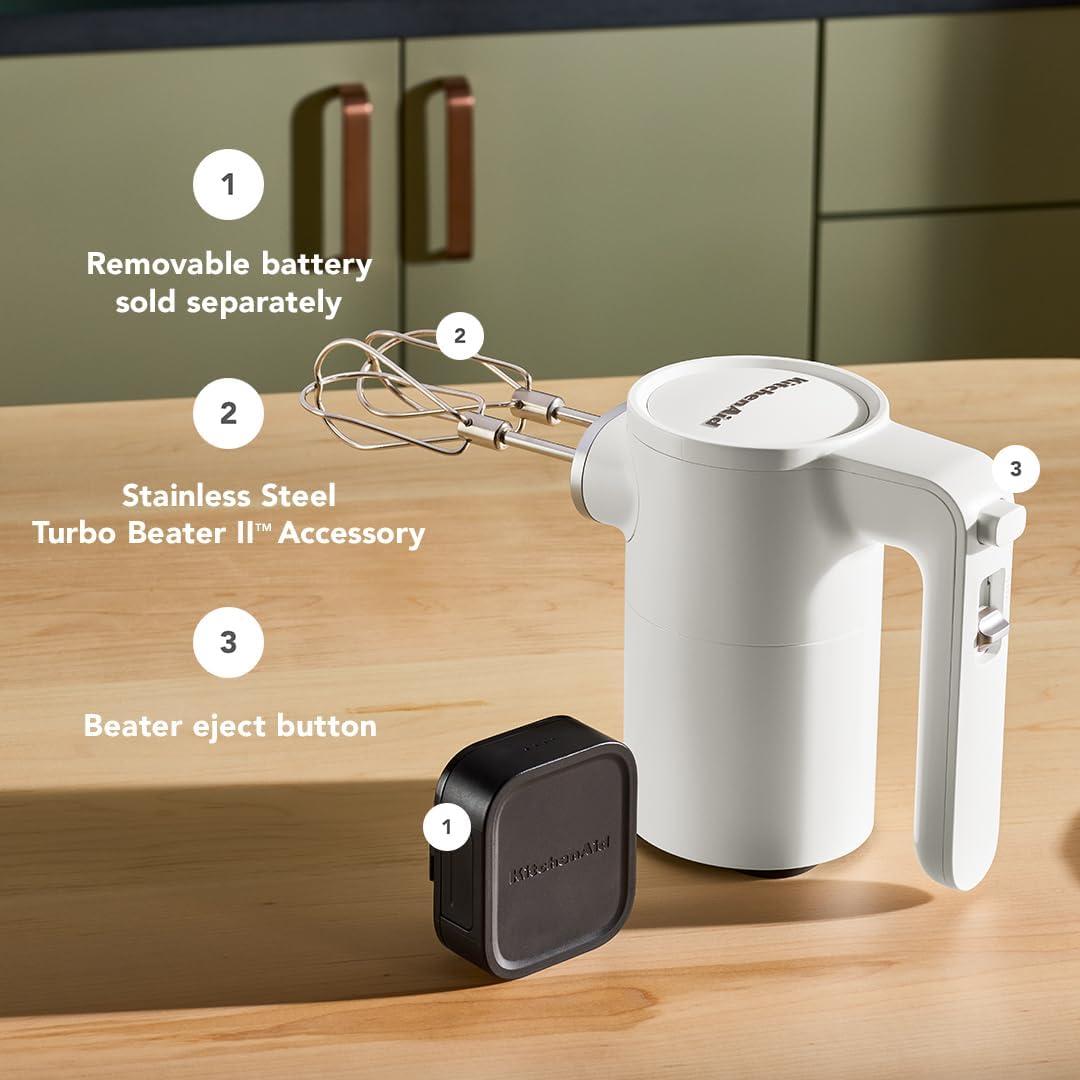 imageKitchenAid Go Cordless Hand Mixer battery sold separately KHMR700 Porcelain WhitePorcelain White