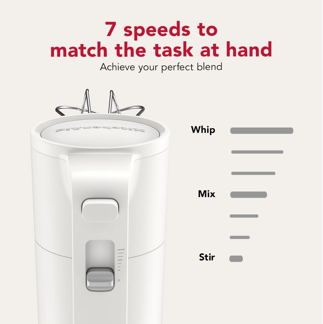 imageKitchenAid Go Cordless Hand Mixer battery sold separately KHMR700 Porcelain WhitePorcelain White