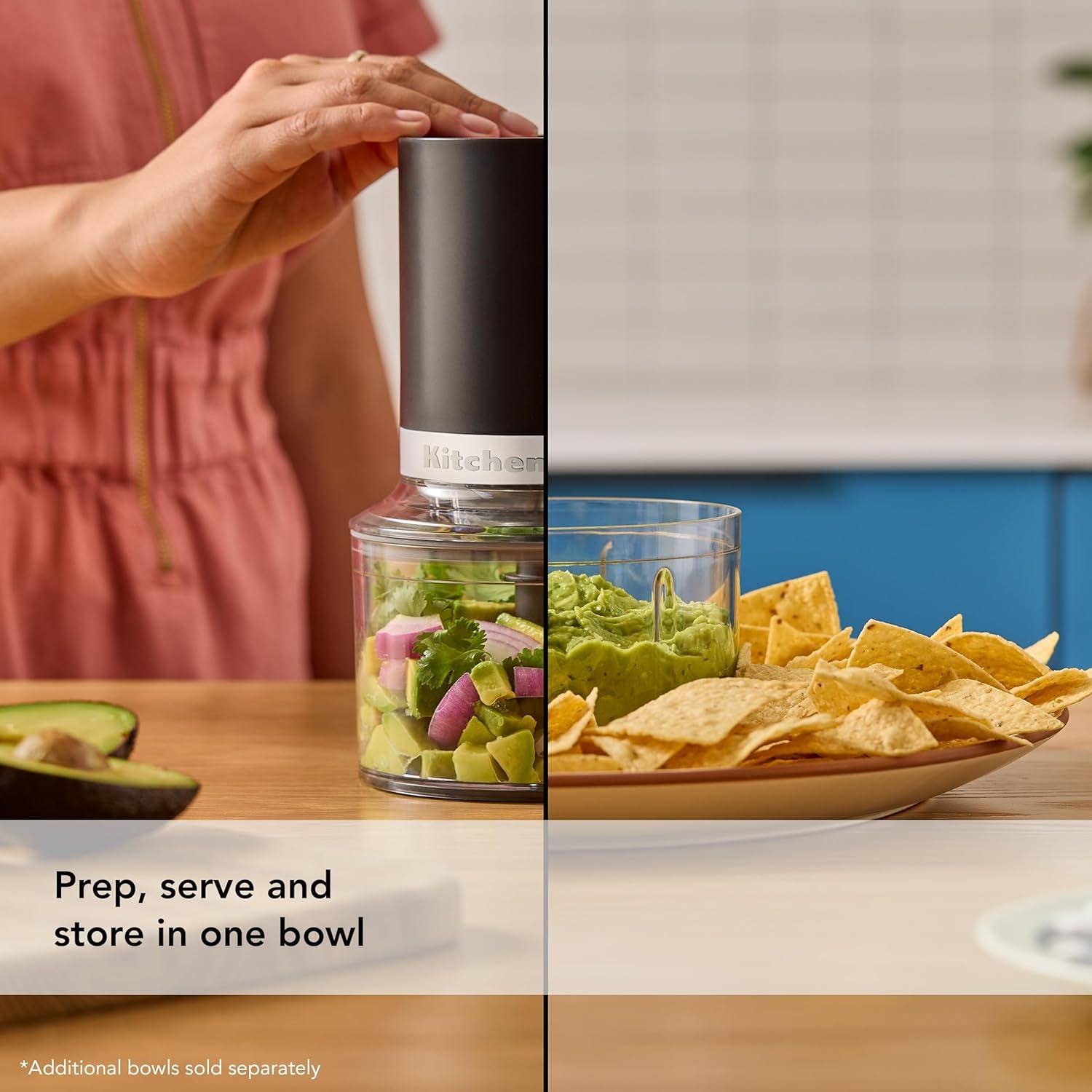 imageKitchenAid Go Cordless Top Down Chopper battery sold separately KTCR350 Porcelain WhiteBlack Matte