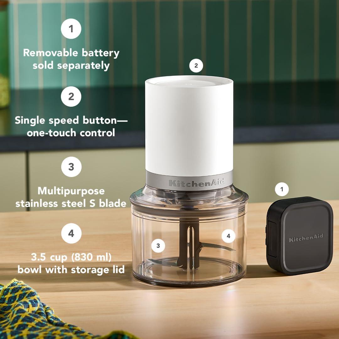 imageKitchenAid Go Cordless Top Down Chopper battery sold separately KTCR350 Porcelain WhitePorcelain White