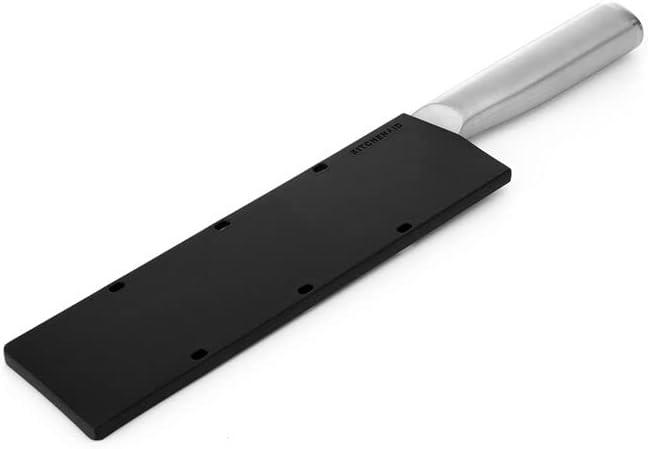 imageKitchenAid Gourmet Forged Stainless Steel Chef Knife with CustomFit Blade Cover Sharp Kitchen Knife HighCarbon Japanese Stainless Steel Blade 8 Inch Brushed Stainless Steel Handle