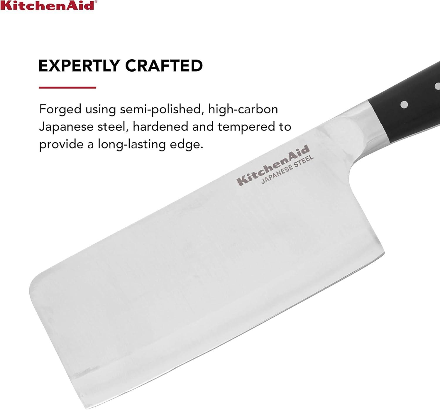 imageKitchenAid Gourmet Forged Triple Rivet Bread Knife with CustomFit Blade Cover 5inch Sharp Kitchen Knife HighCarbon Japanese Stainless Steel Blade Black6